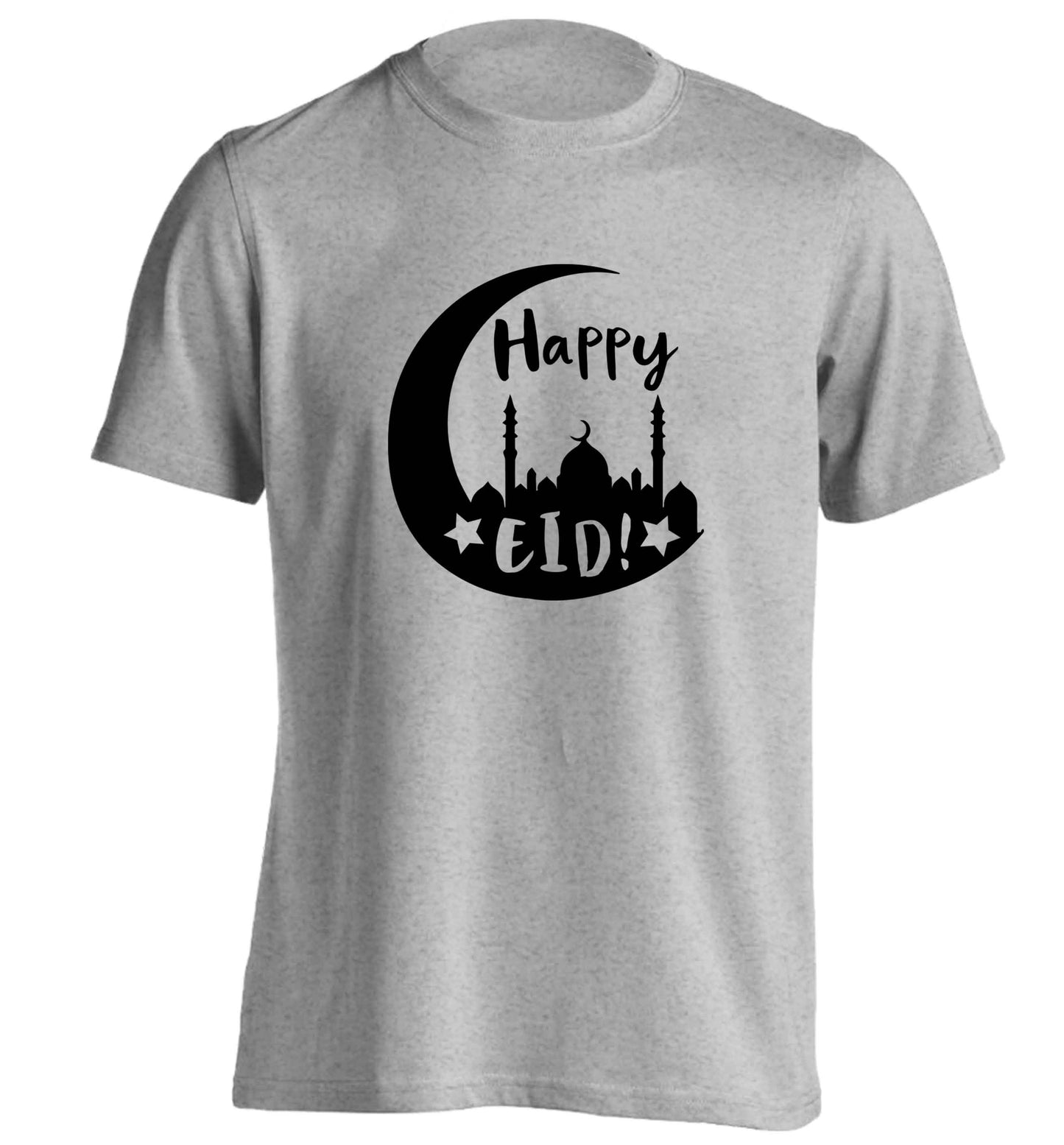 Happy Eid adults unisex grey Tshirt 2XL