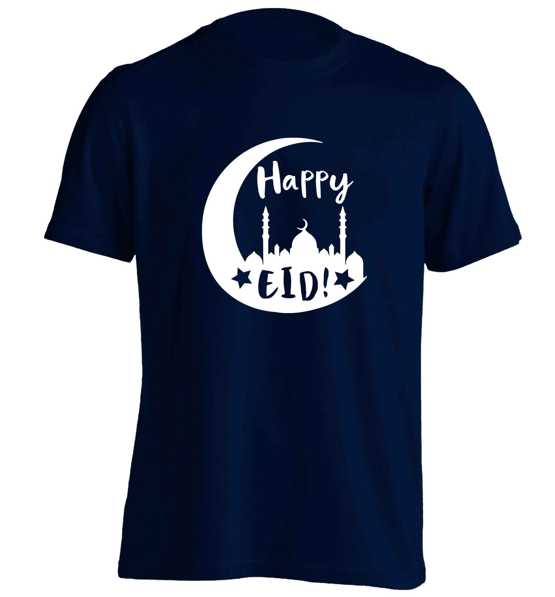 Happy Eid adults unisex navy Tshirt 2XL