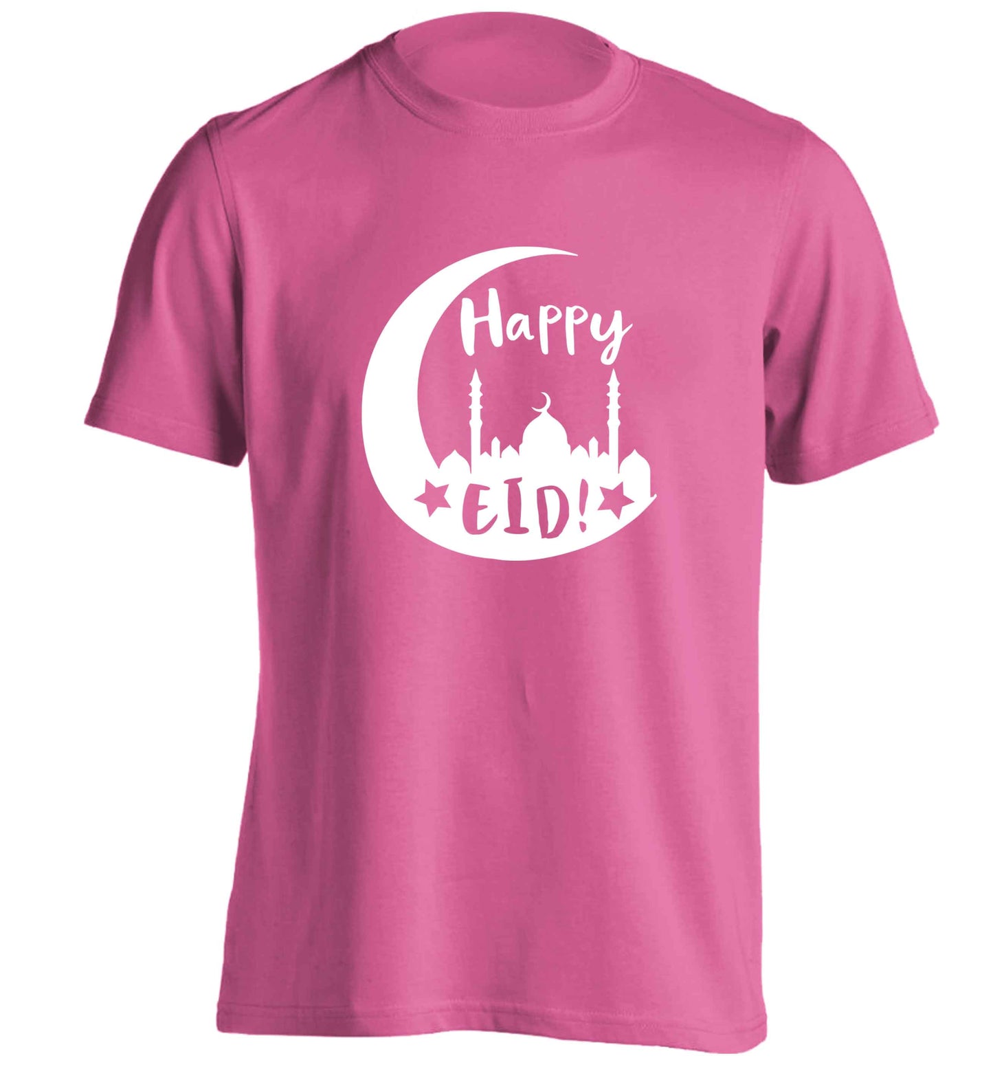 Happy Eid adults unisex pink Tshirt 2XL