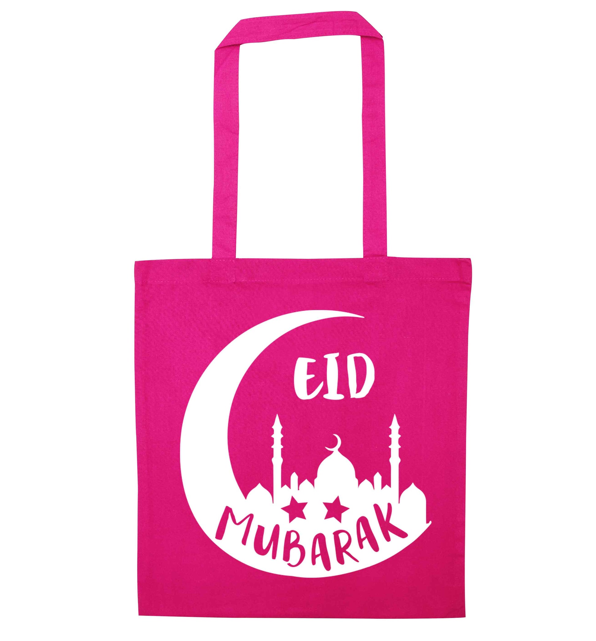 Eid mubarak pink tote bag