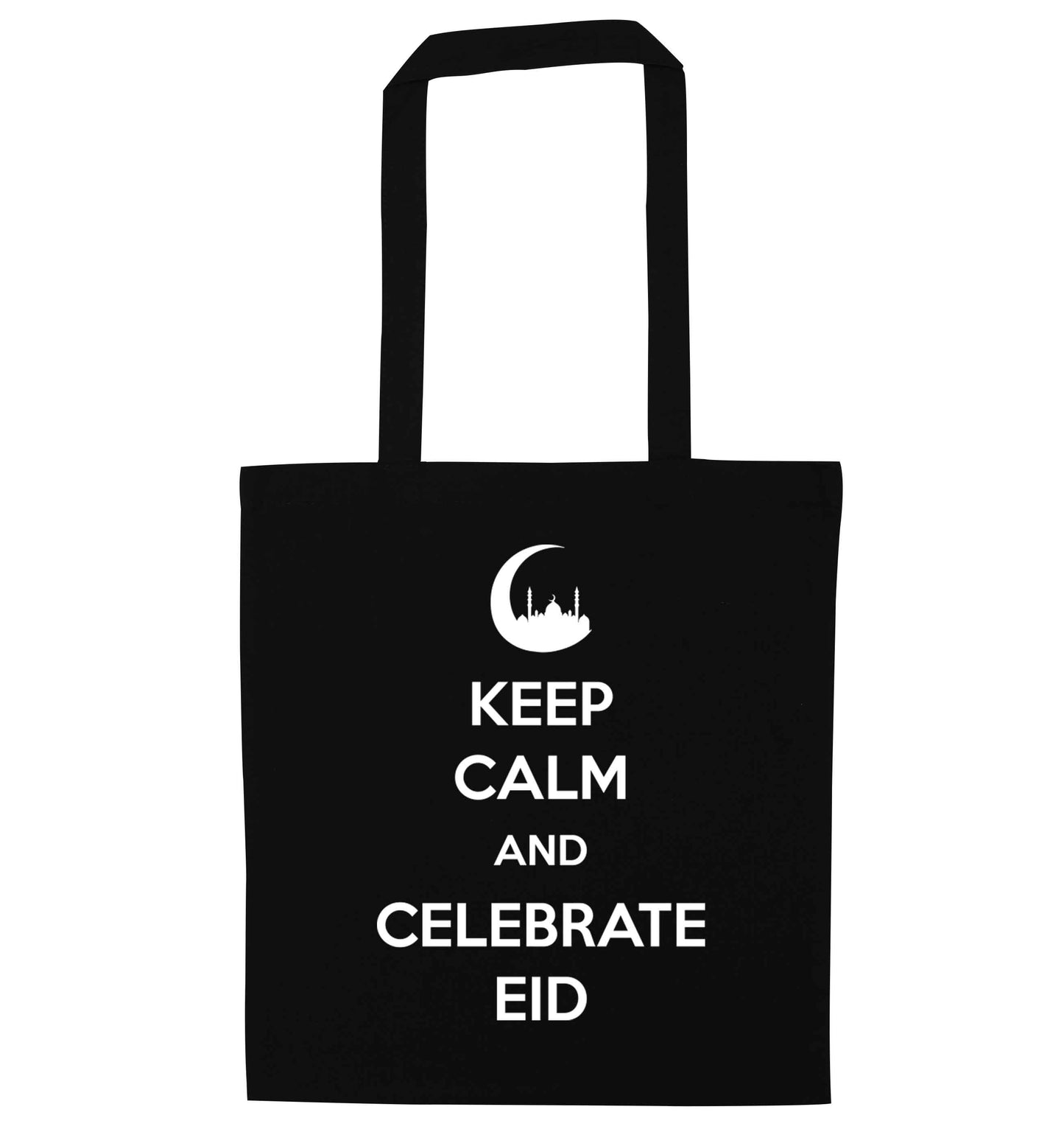 Keep calm and celebrate Eid black tote bag