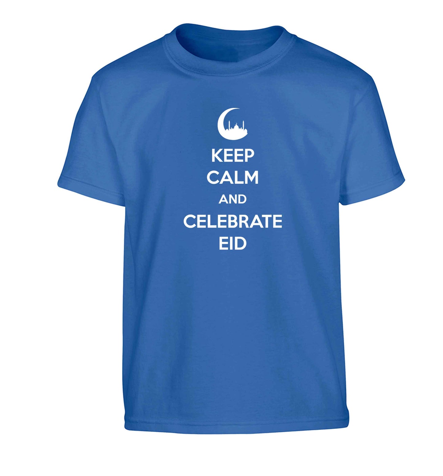 Keep calm and celebrate Eid Children's blue Tshirt 12-13 Years