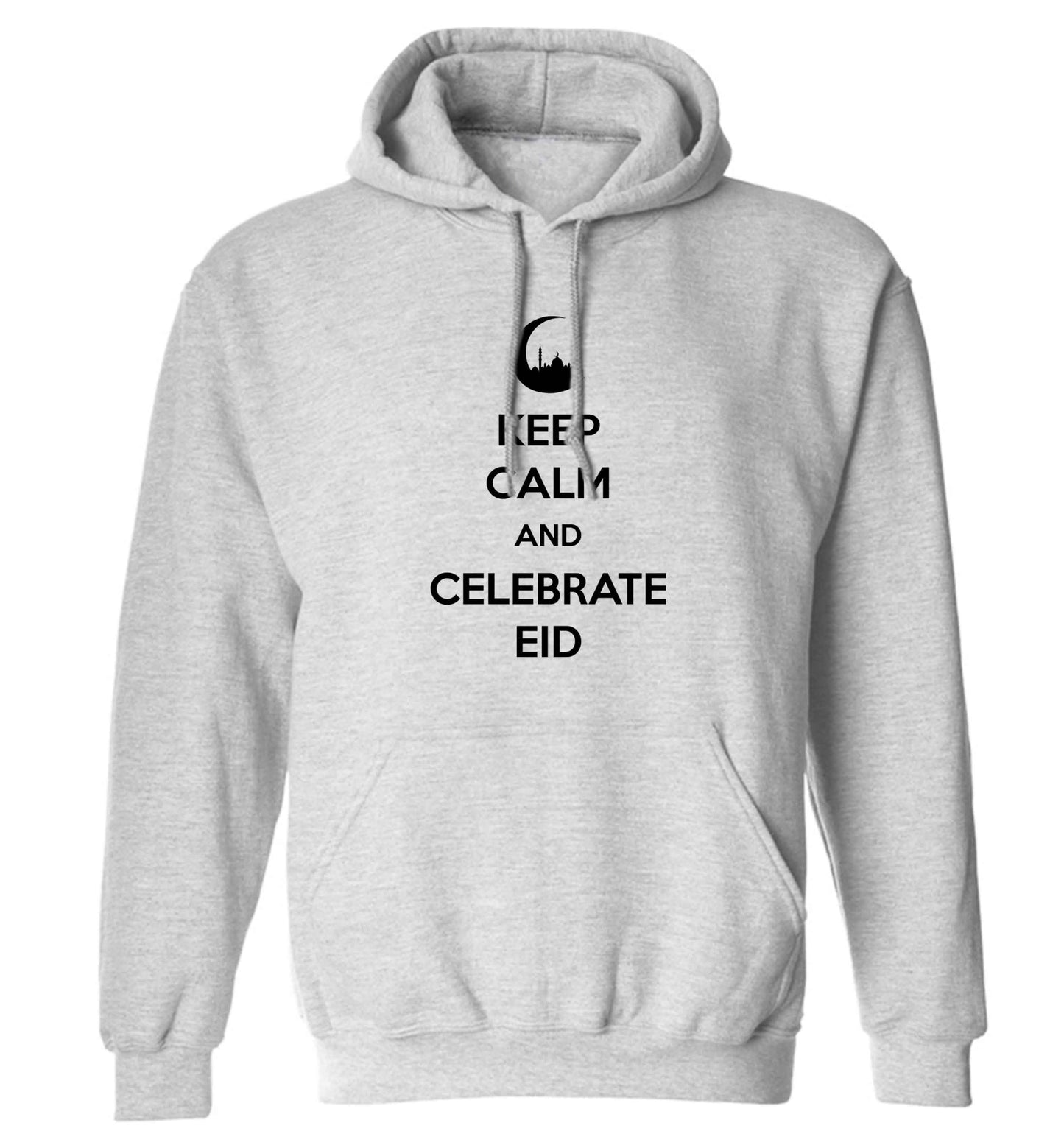 Keep calm and celebrate Eid adults unisex grey hoodie 2XL