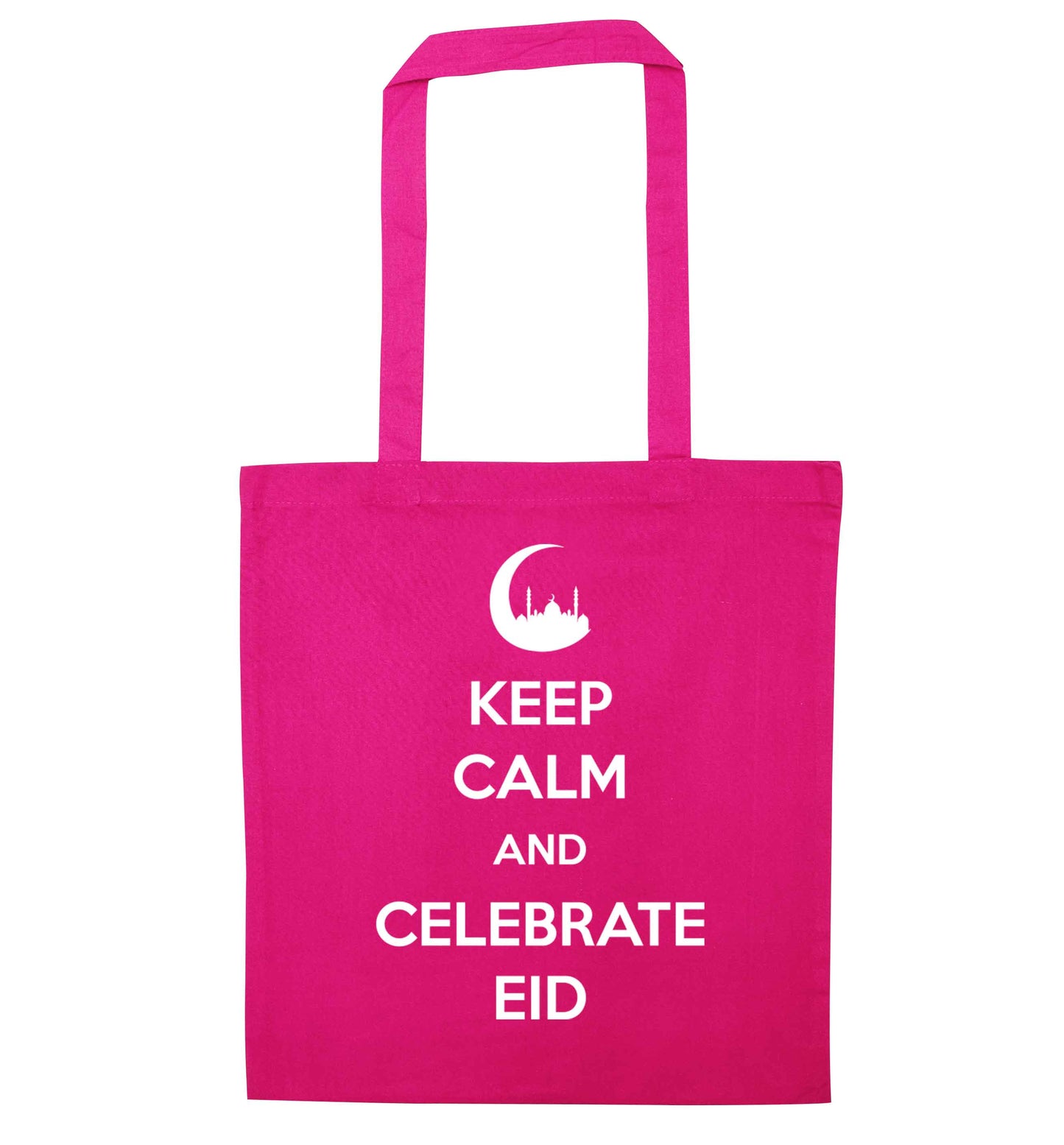 Keep calm and celebrate Eid pink tote bag