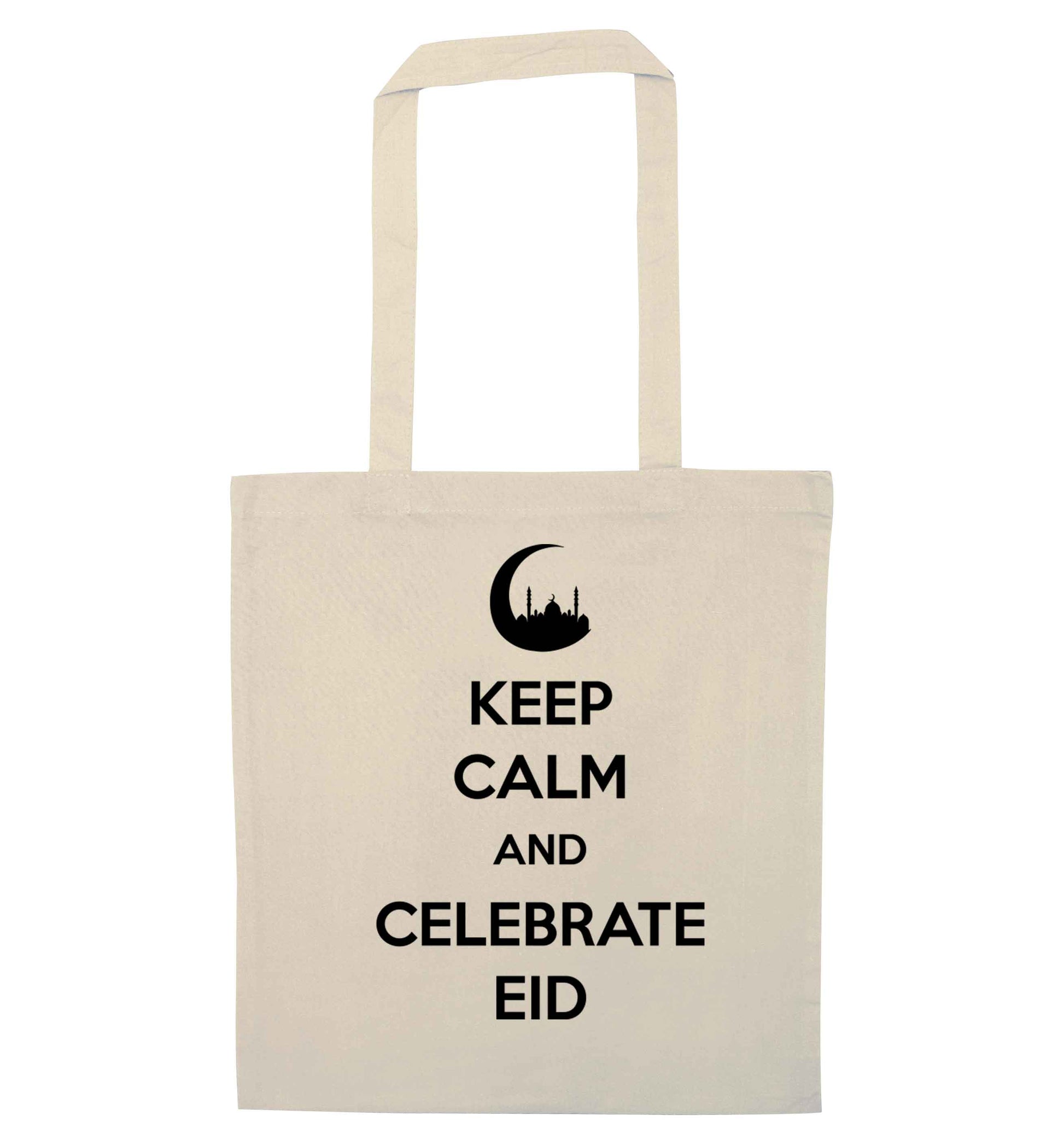 Keep calm and celebrate Eid natural tote bag