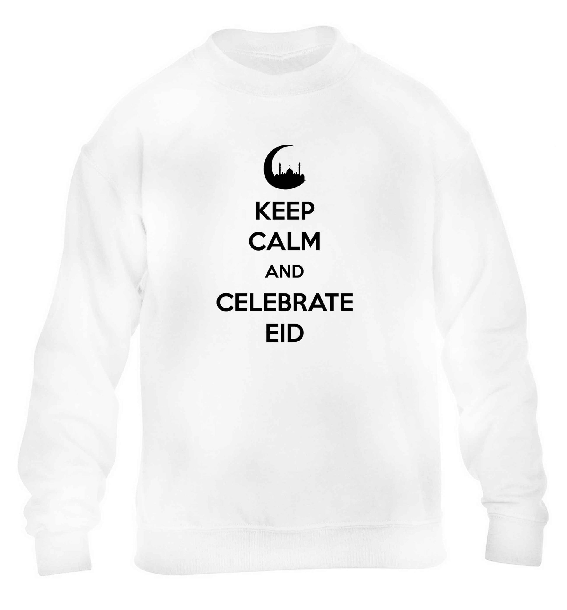Keep calm and celebrate Eid children's white sweater 12-13 Years