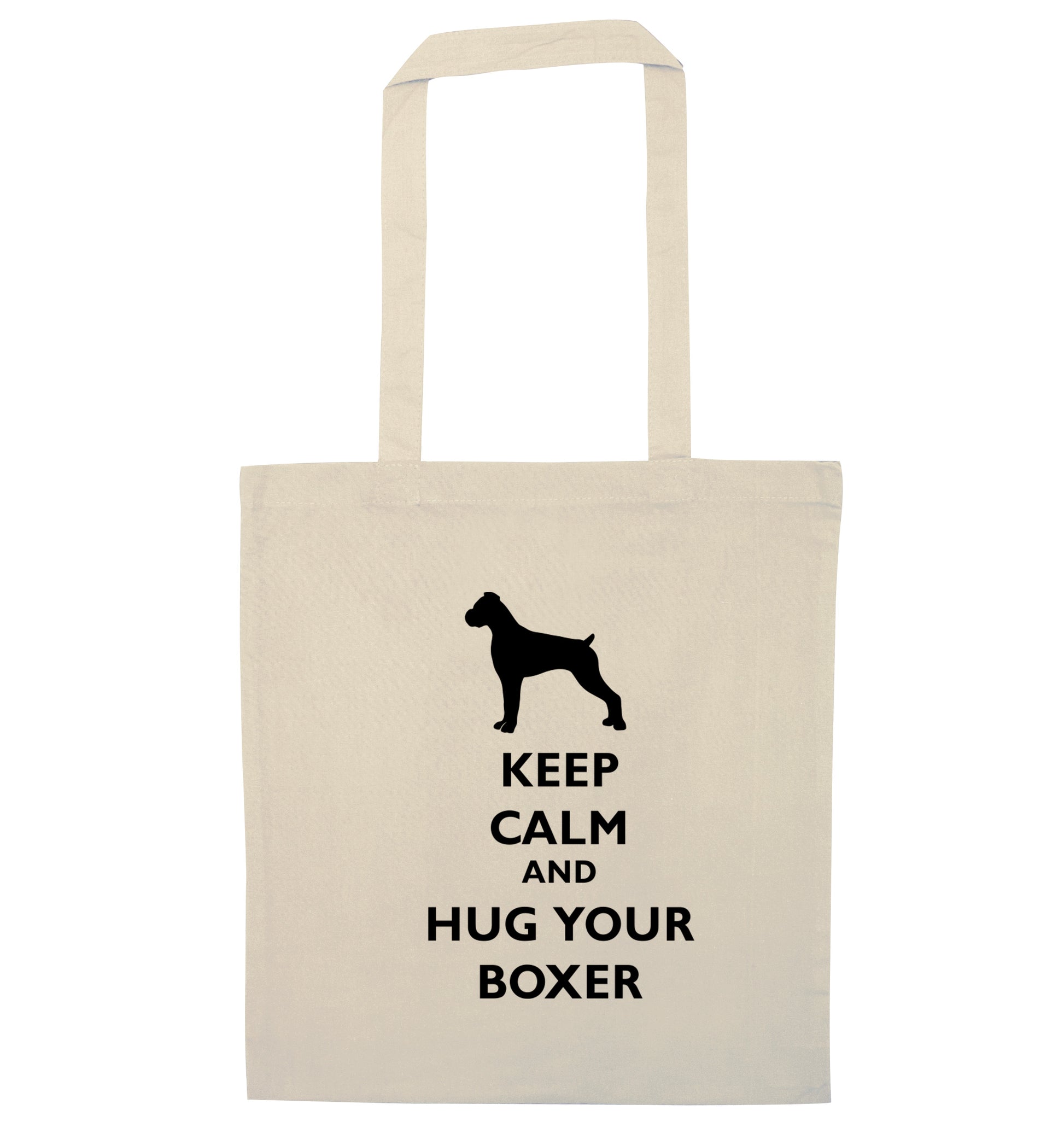 Keep calm and hug your boxer natural tote bag
