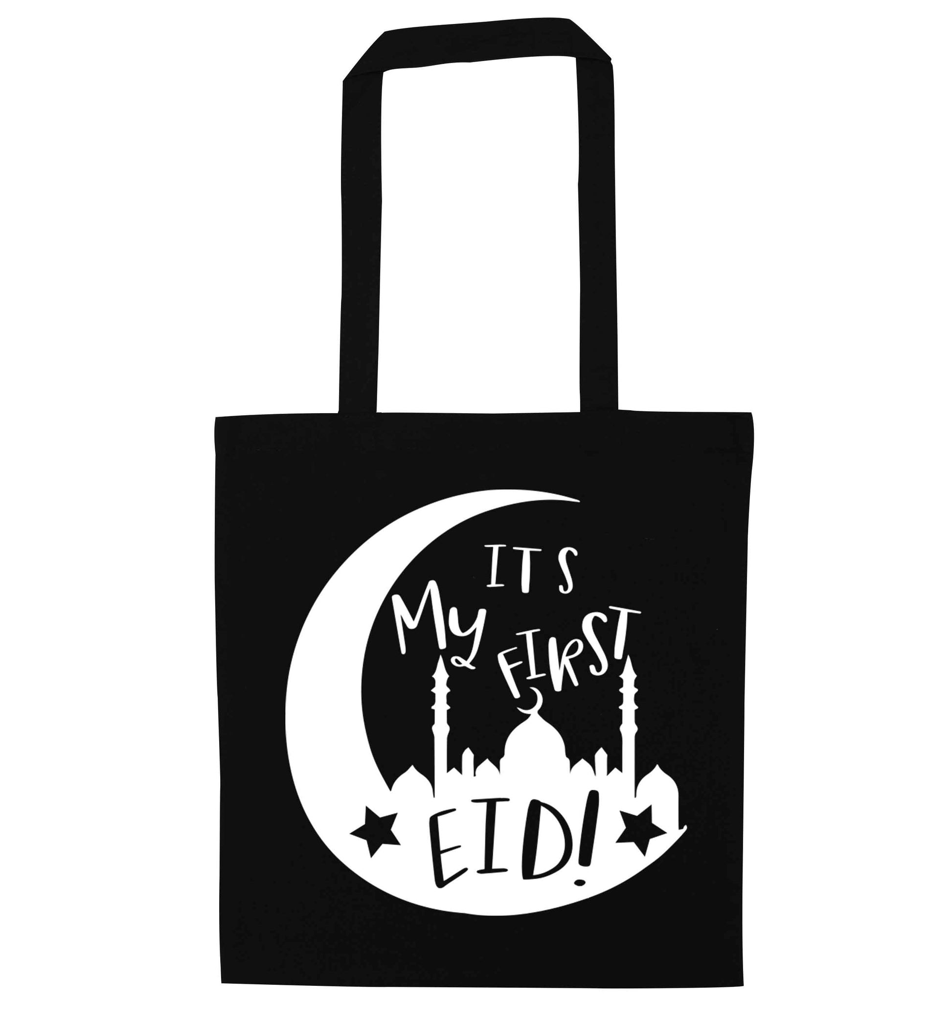 It's my first Eid moon black tote bag