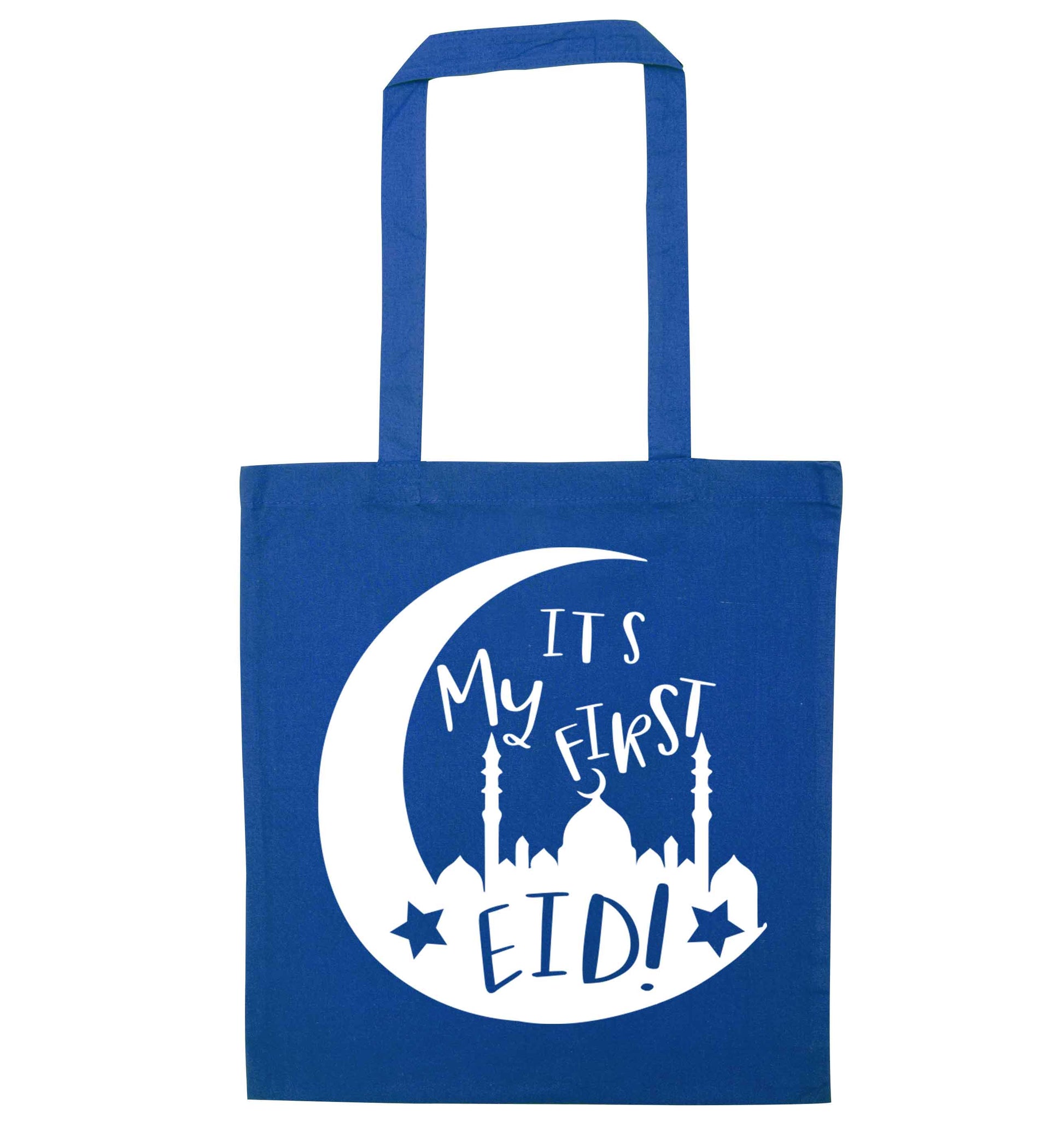 It's my first Eid moon blue tote bag