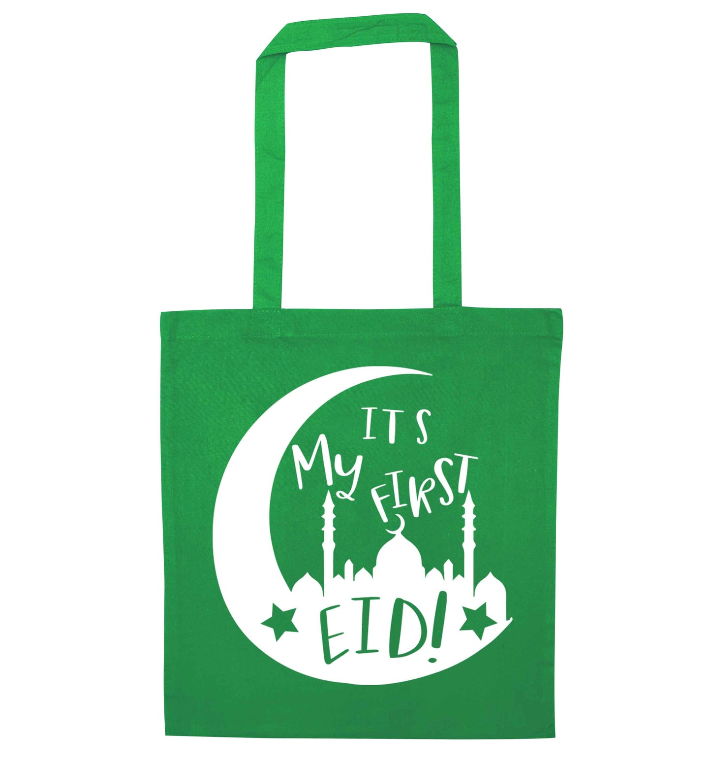 It's my first Eid moon green tote bag