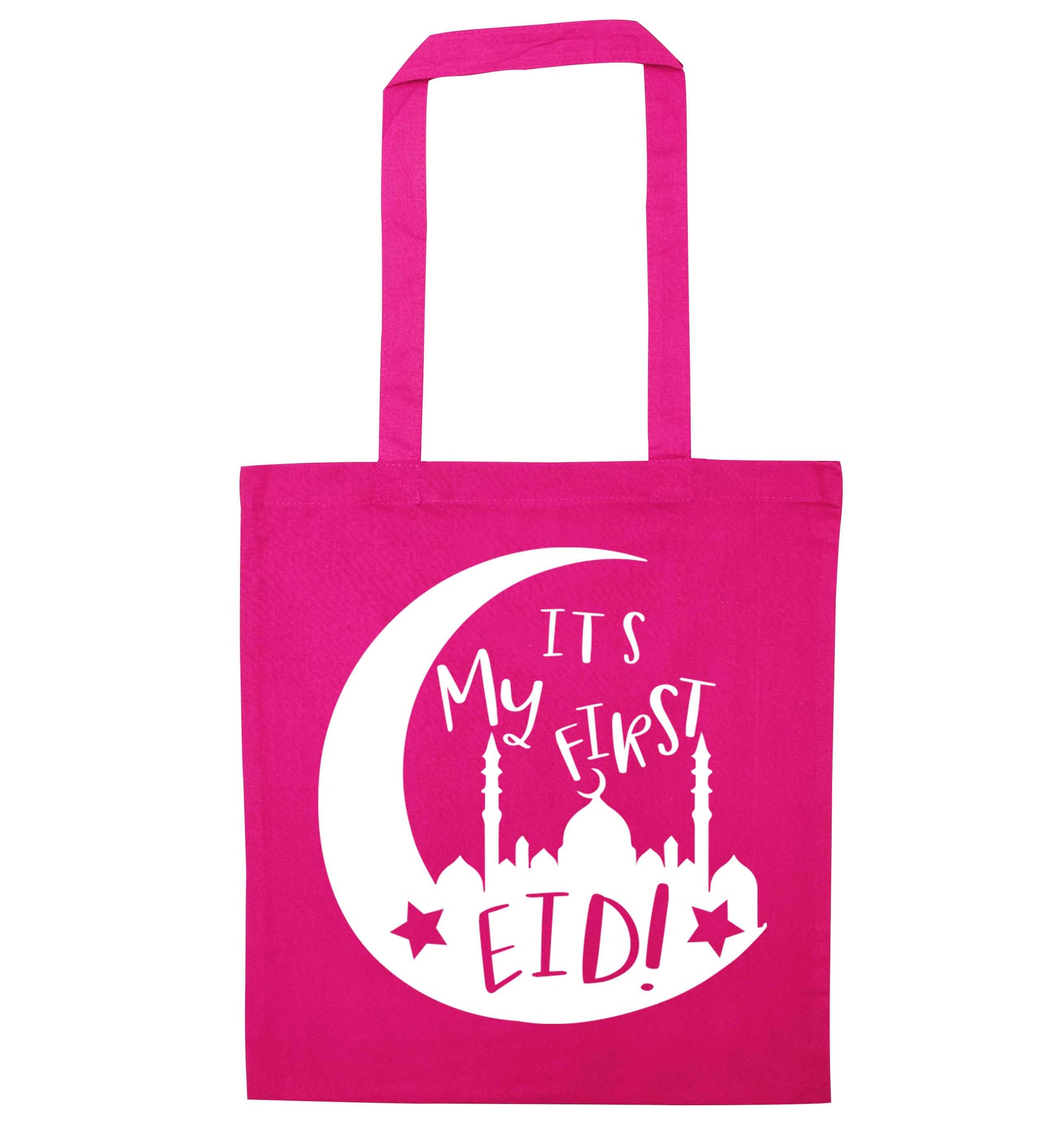 It's my first Eid moon pink tote bag