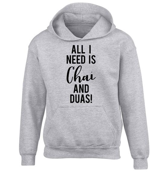All I need is chai and duas children's grey hoodie 12-13 Years
