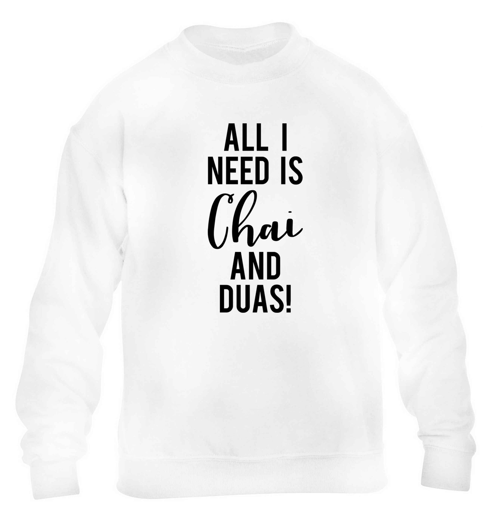 All I need is chai and duas children's white sweater 12-13 Years