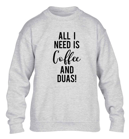 All I need is coffee and duas children's grey sweater 12-13 Years