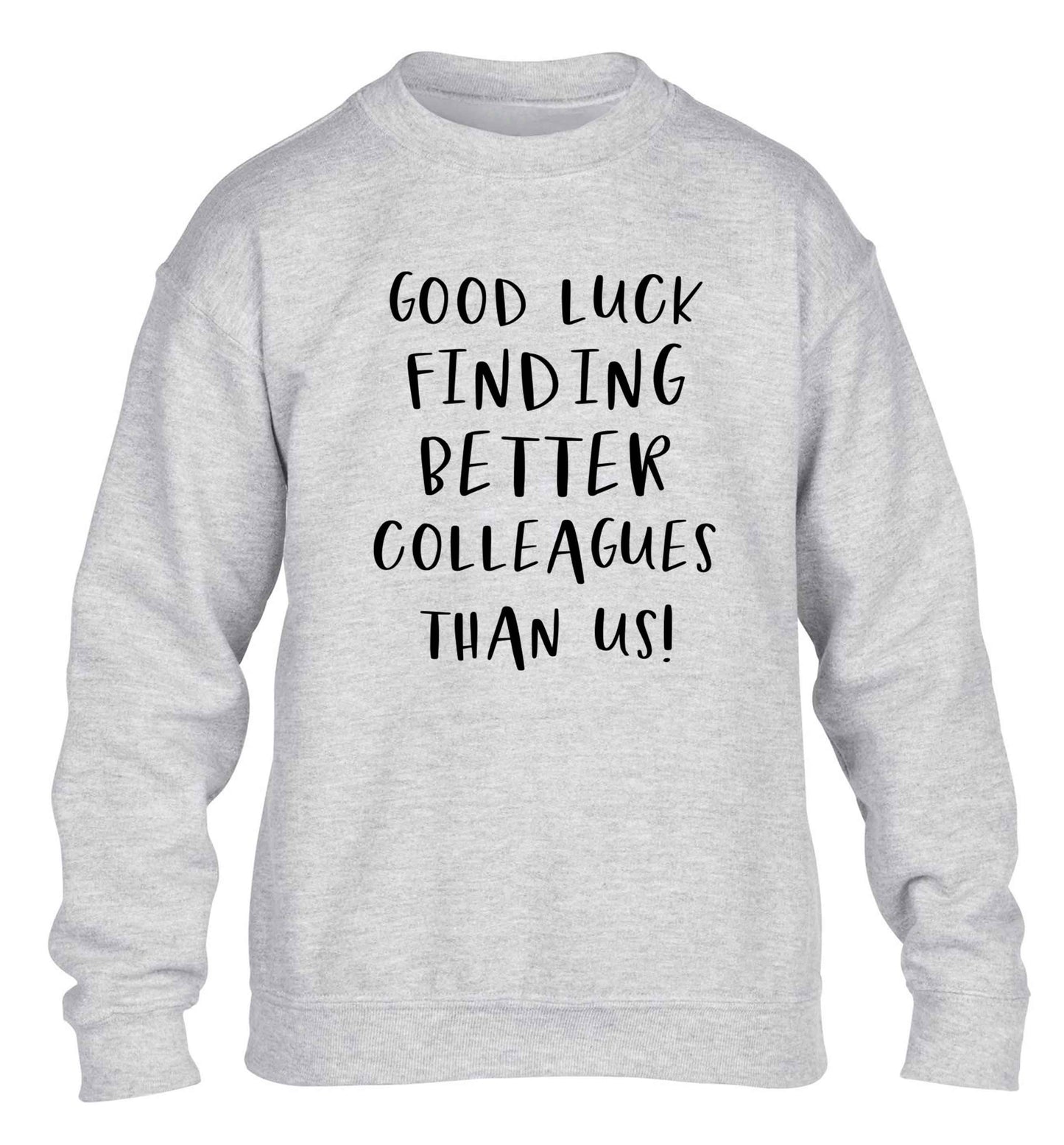 Good luck finding better colleagues than us! children's grey sweater 12-13 Years