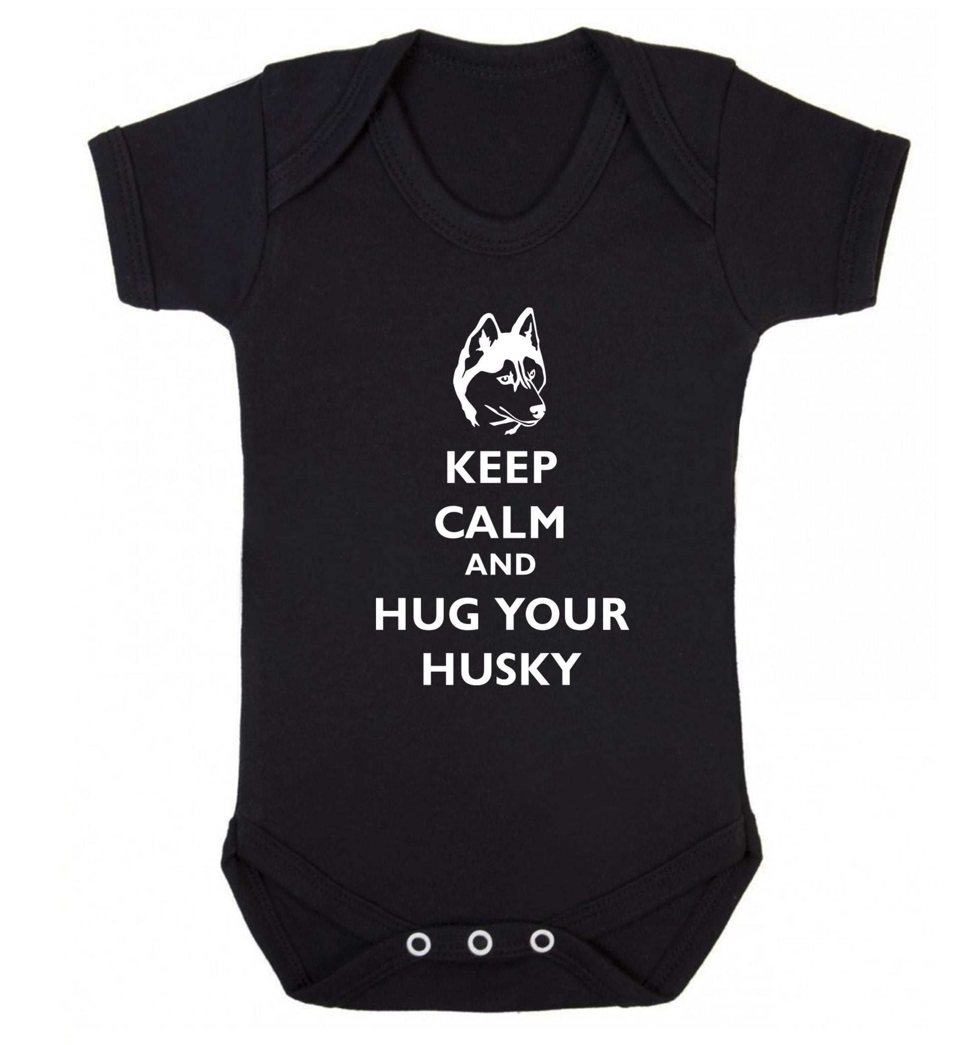 Keep calm and hug your husky Baby Vest black 18-24 months