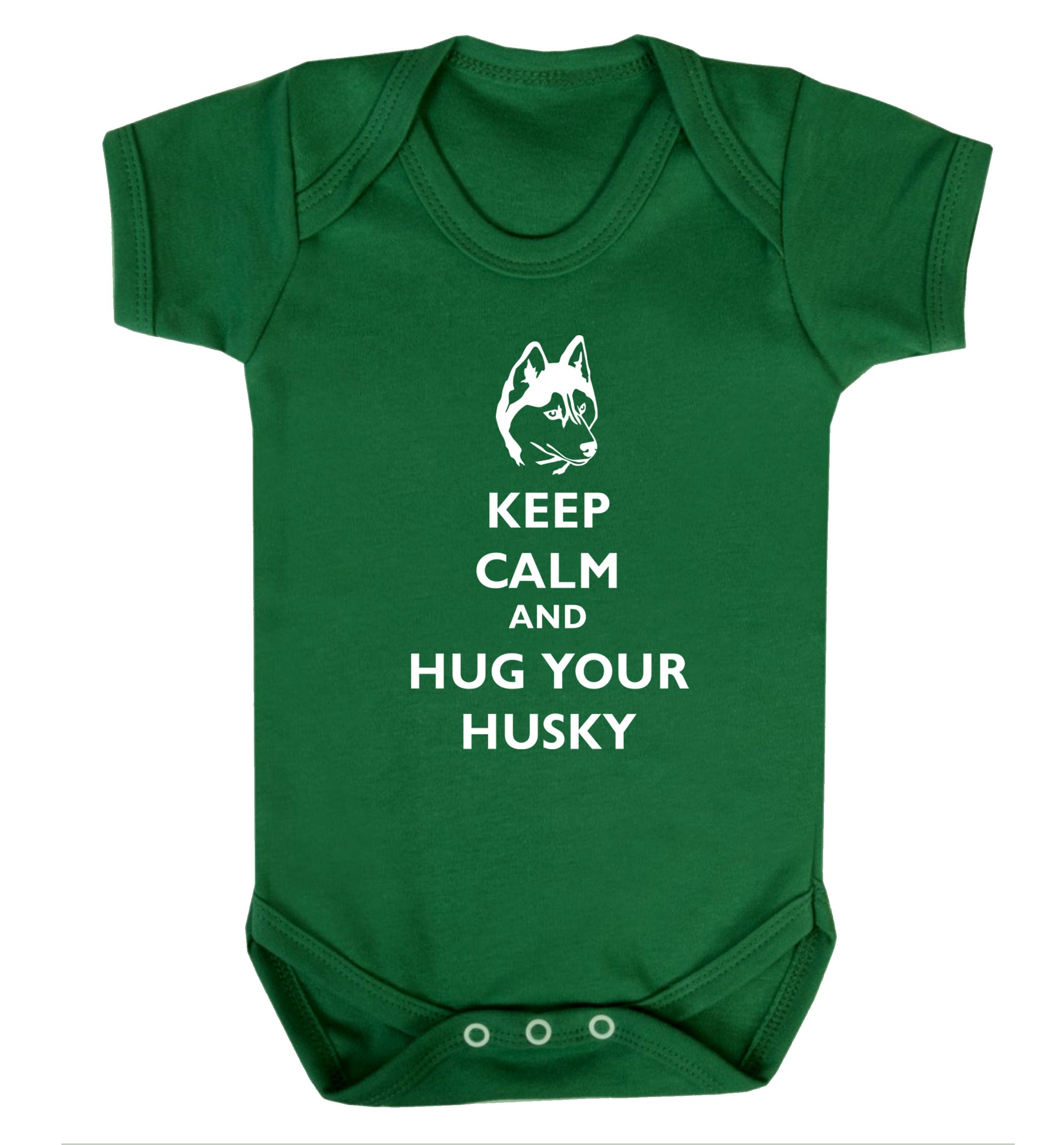 Keep calm and hug your husky Baby Vest green 18-24 months