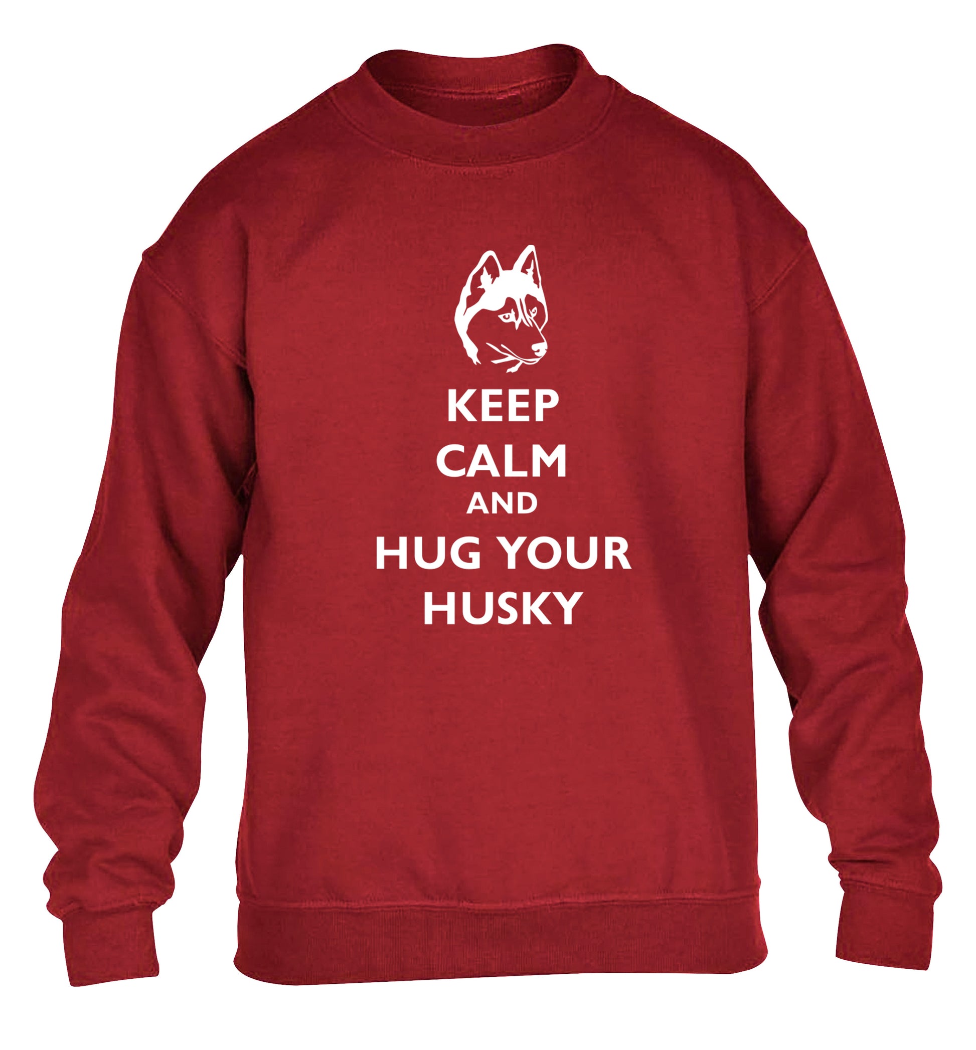 Keep calm and hug your husky children's grey sweater 12-13 Years