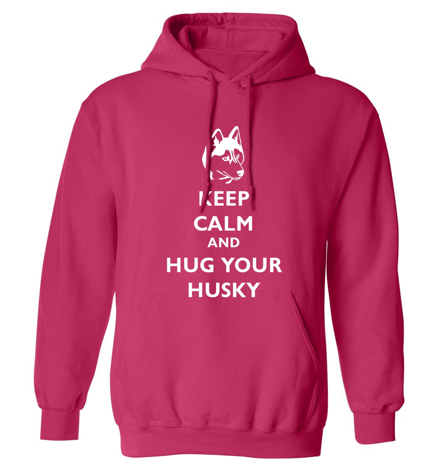 Keep calm and hug your husky adults unisex pink hoodie 2XL