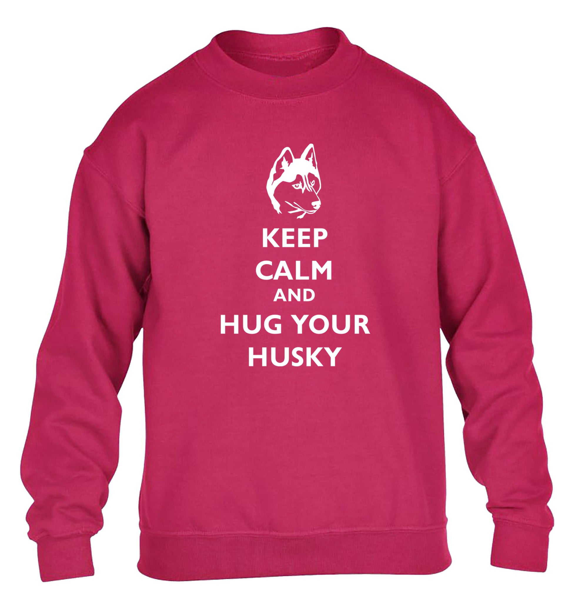 Keep calm and hug your husky children's pink sweater 12-13 Years