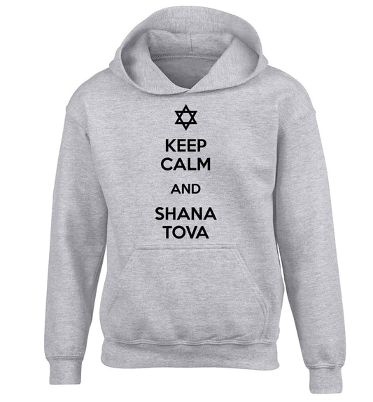 Keep calm and shana tova children's grey hoodie 12-13 Years