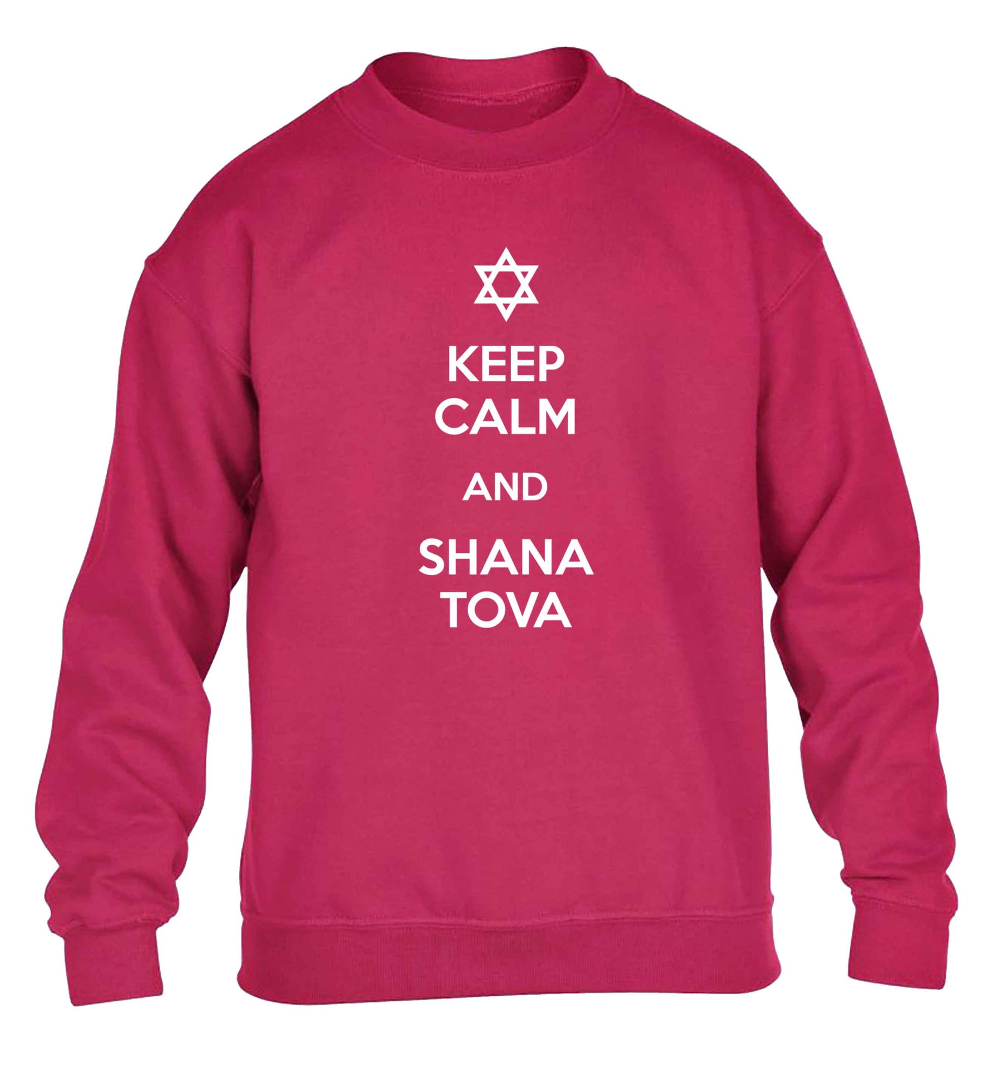 Keep calm and shana tova children's pink sweater 12-13 Years
