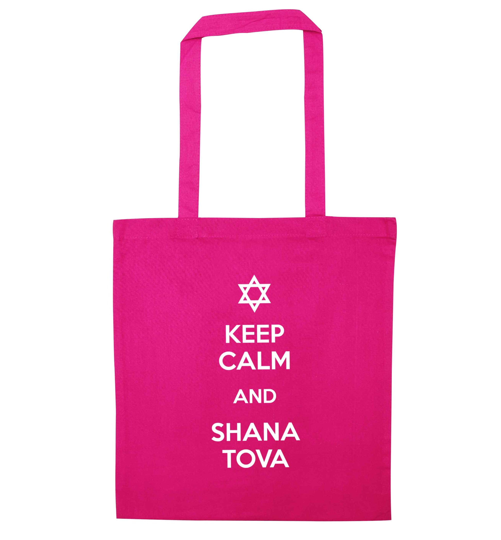 Keep calm and shana tova pink tote bag