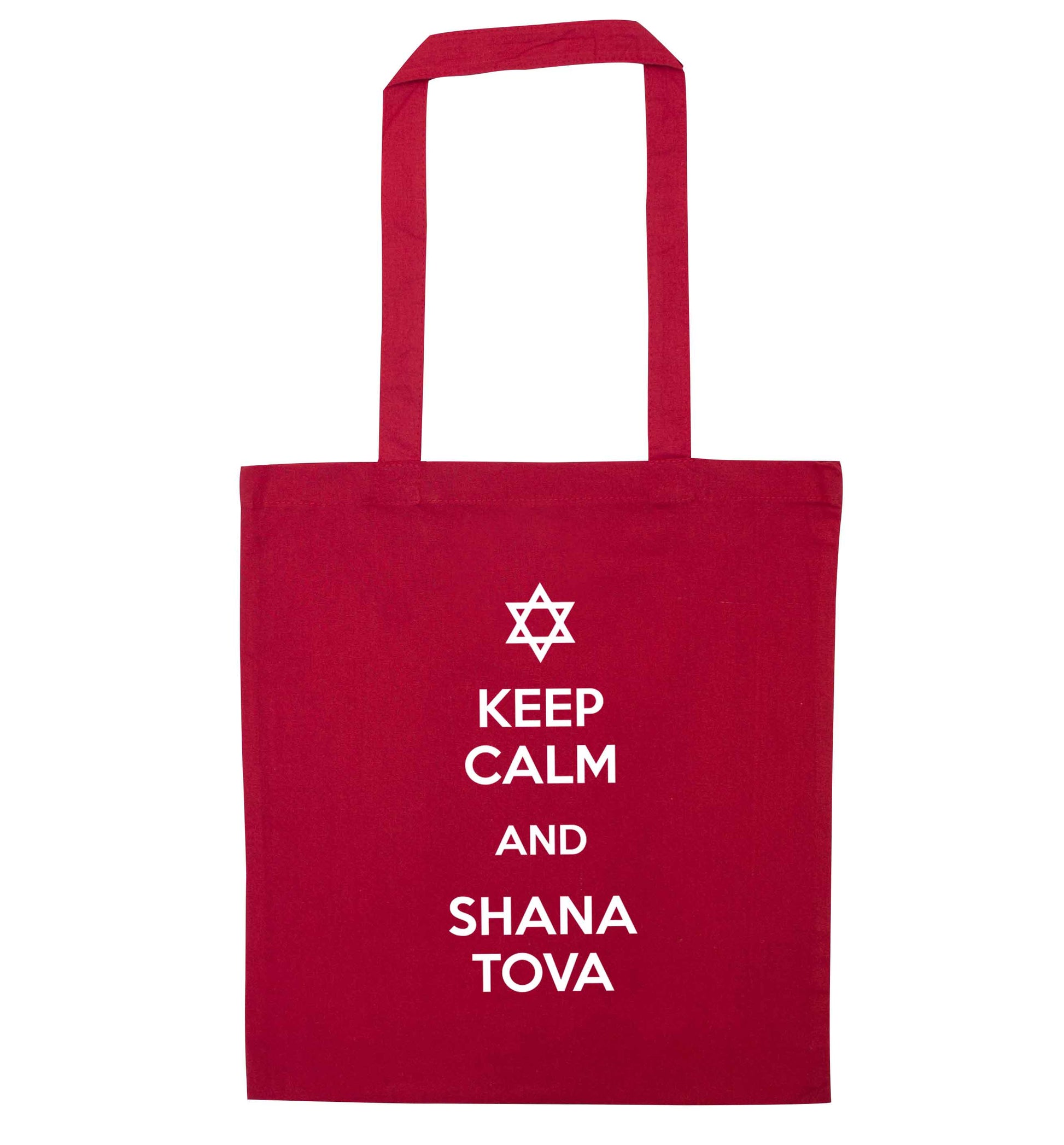 Keep calm and shana tova red tote bag