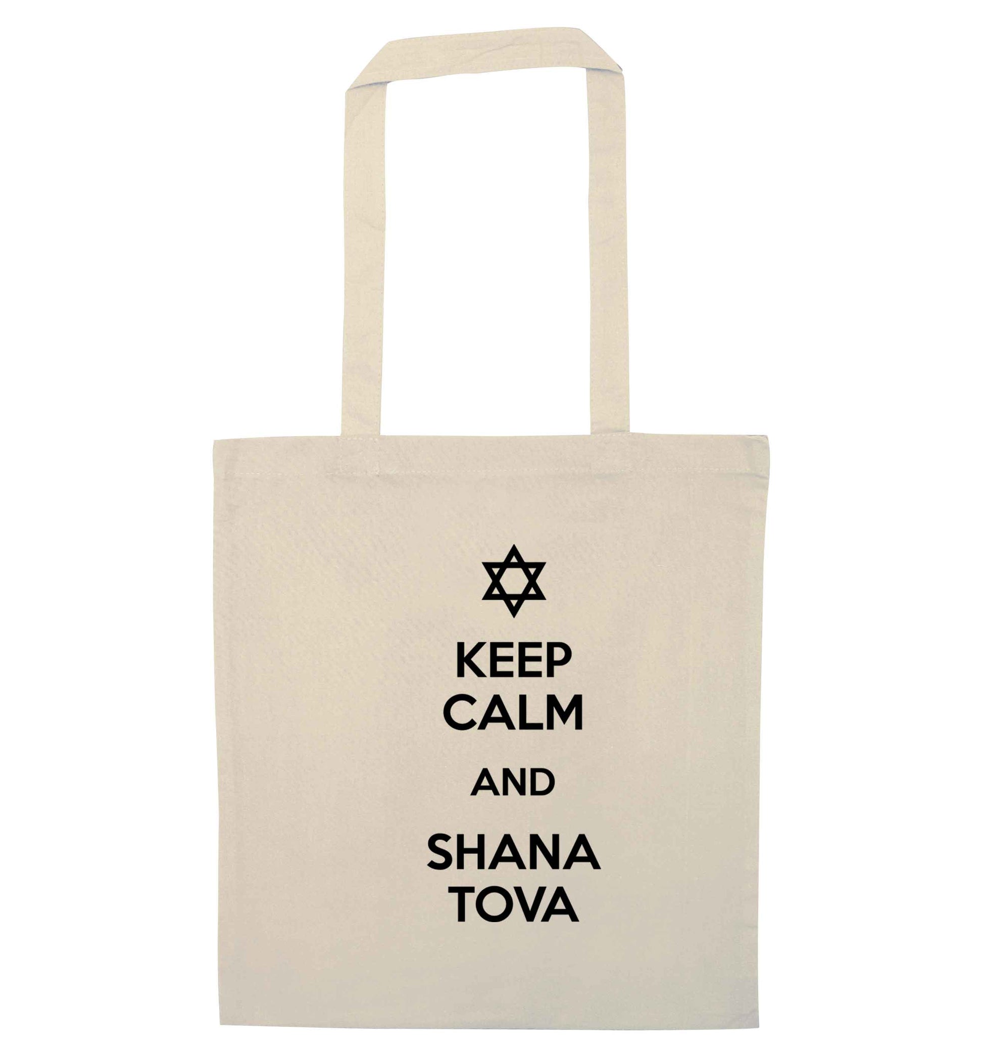Keep calm and shana tova natural tote bag