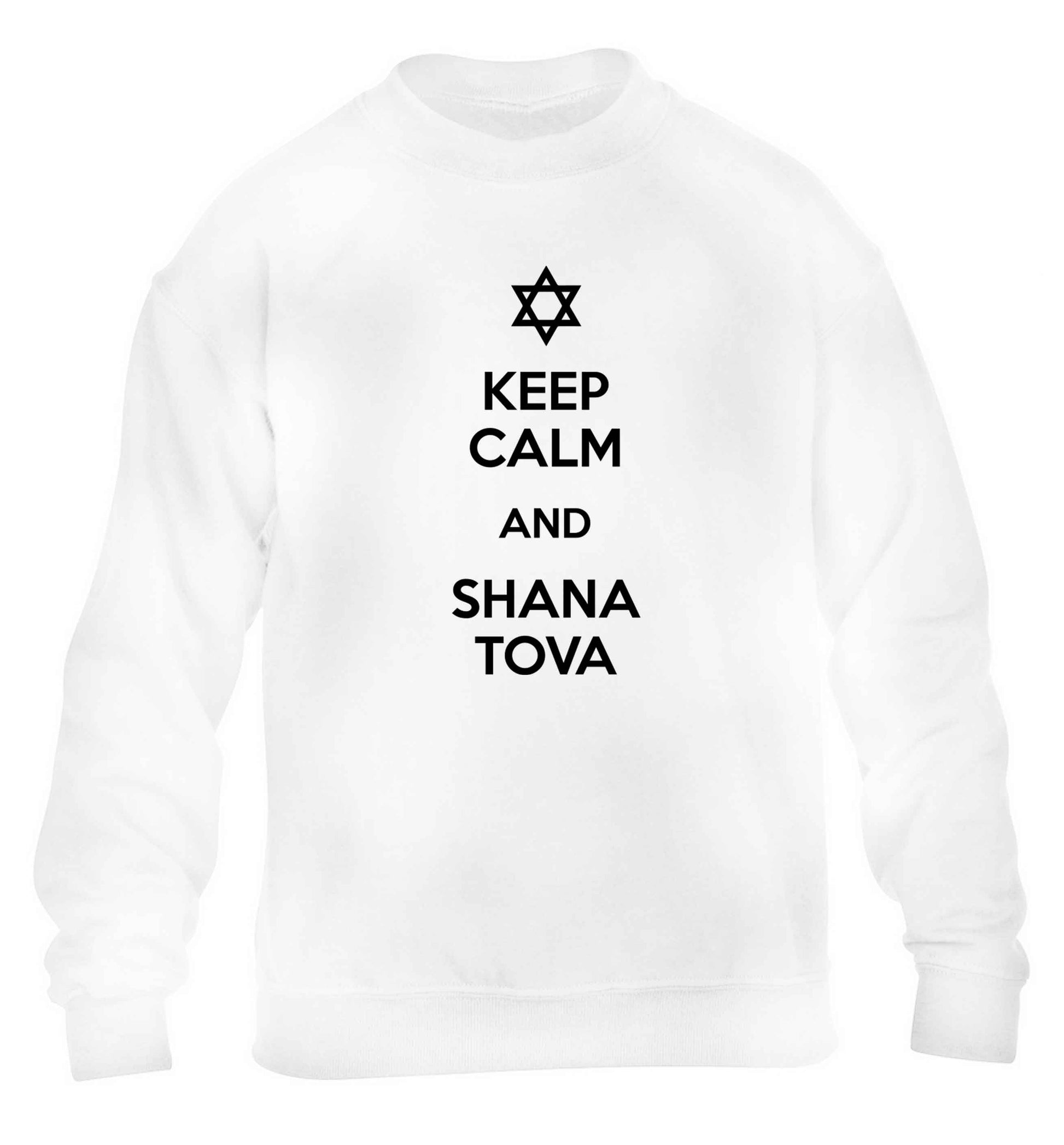 Keep calm and shana tova children's white sweater 12-13 Years