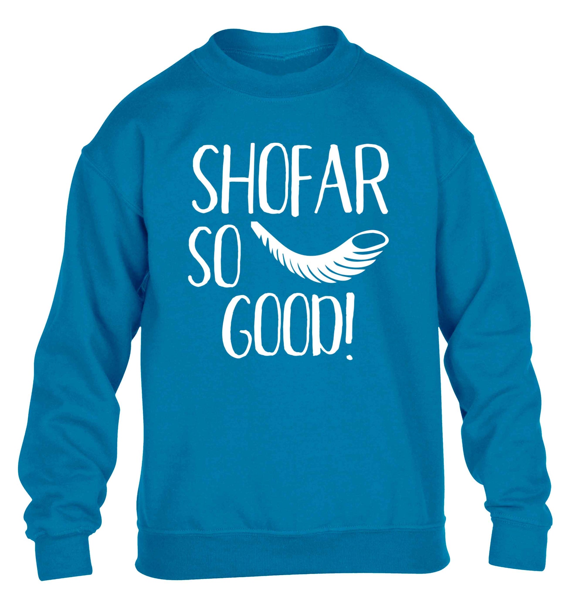 Shofar so good! children's blue sweater 12-13 Years
