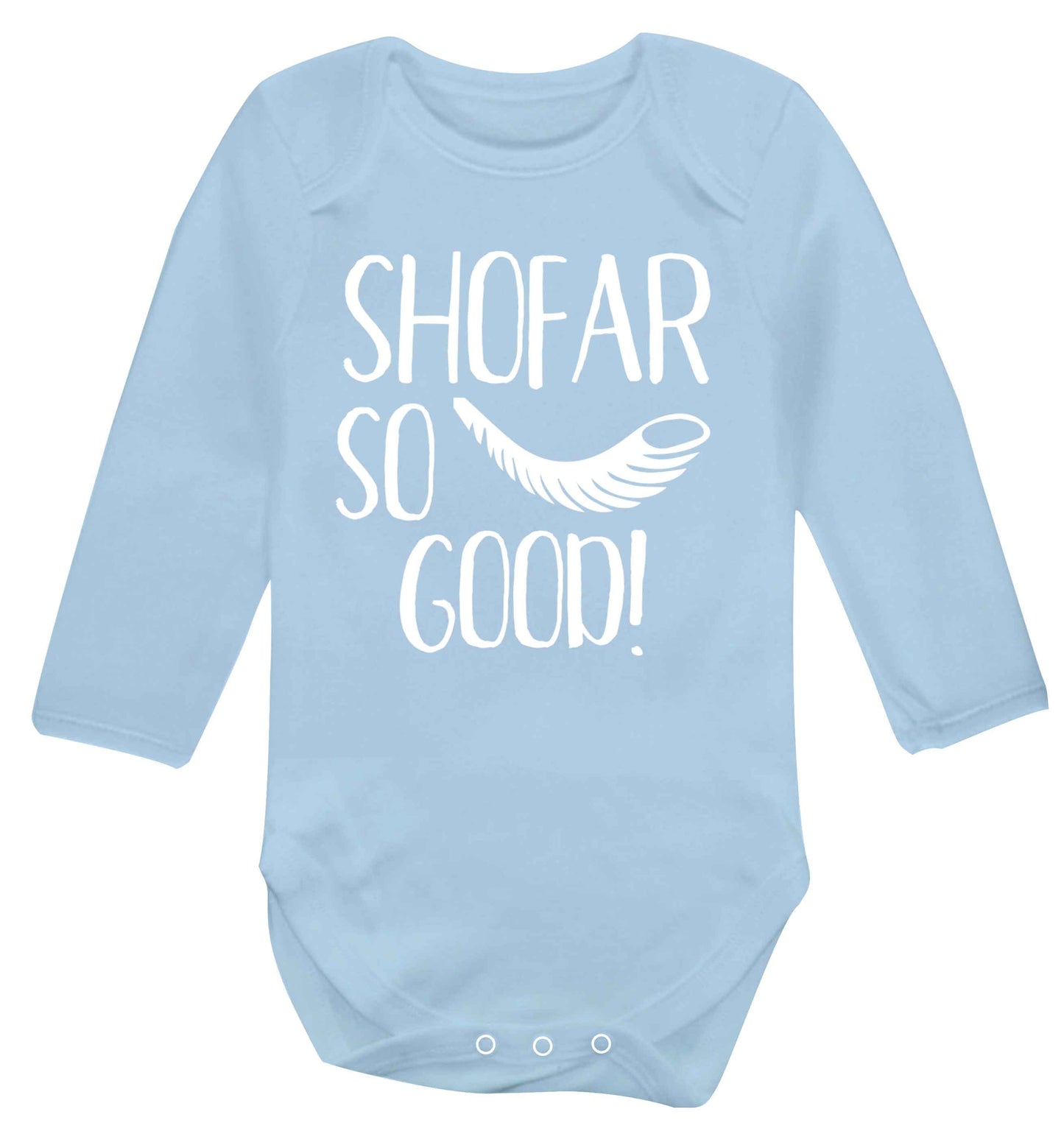 Shofar so good! Baby Vest long sleeved pale blue 6-12 months