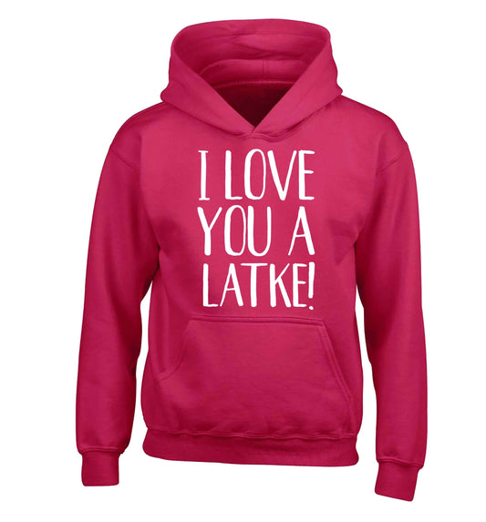 I love you a latke! children's pink hoodie 12-13 Years