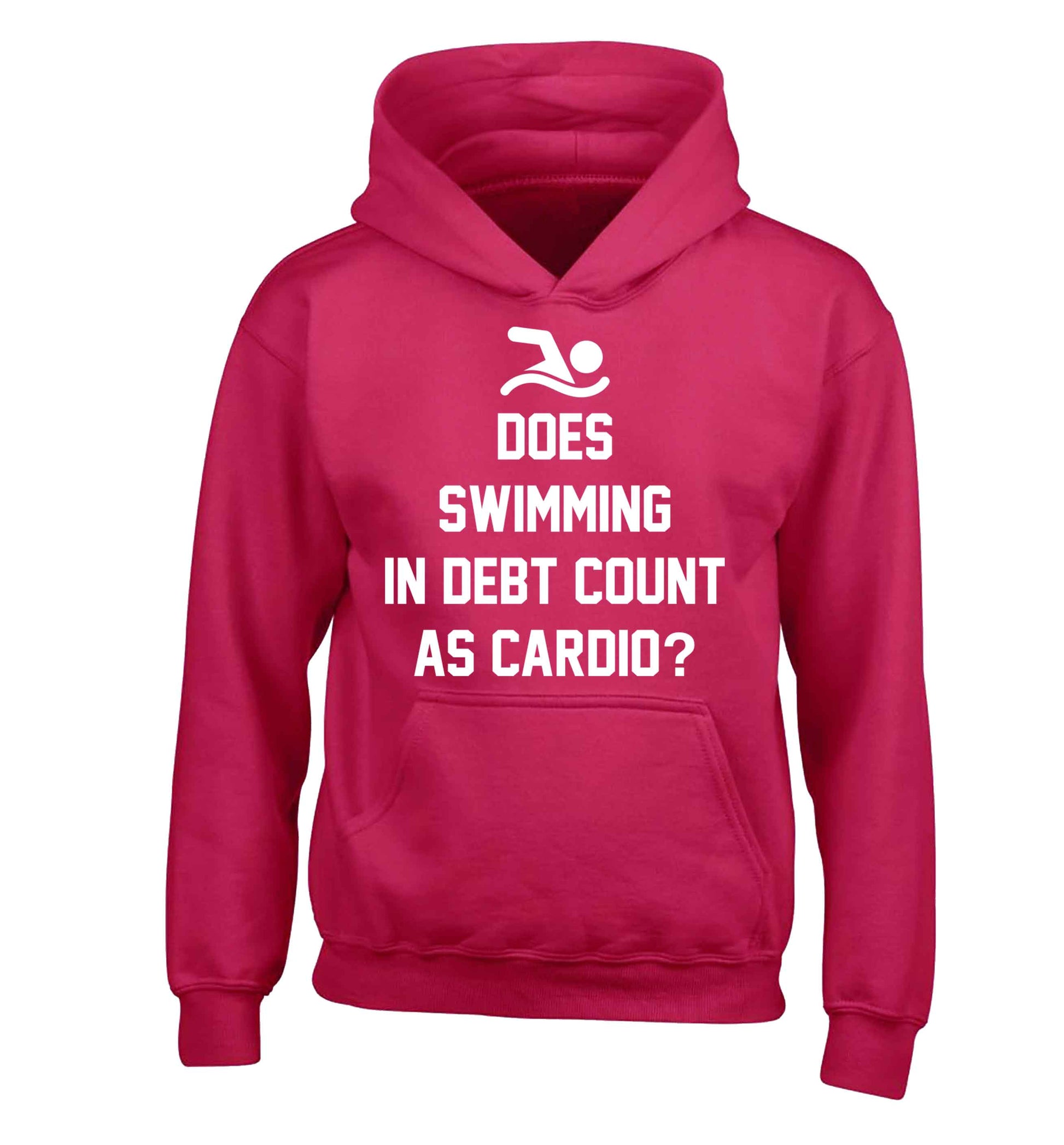 Does swimming in debt count as cardio? children's pink hoodie 12-13 Years