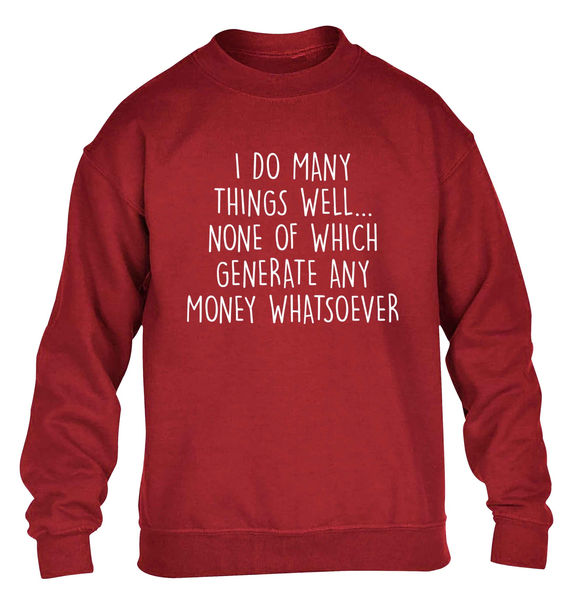 I do many things well none of which generate income children's grey sweater 12-13 Years