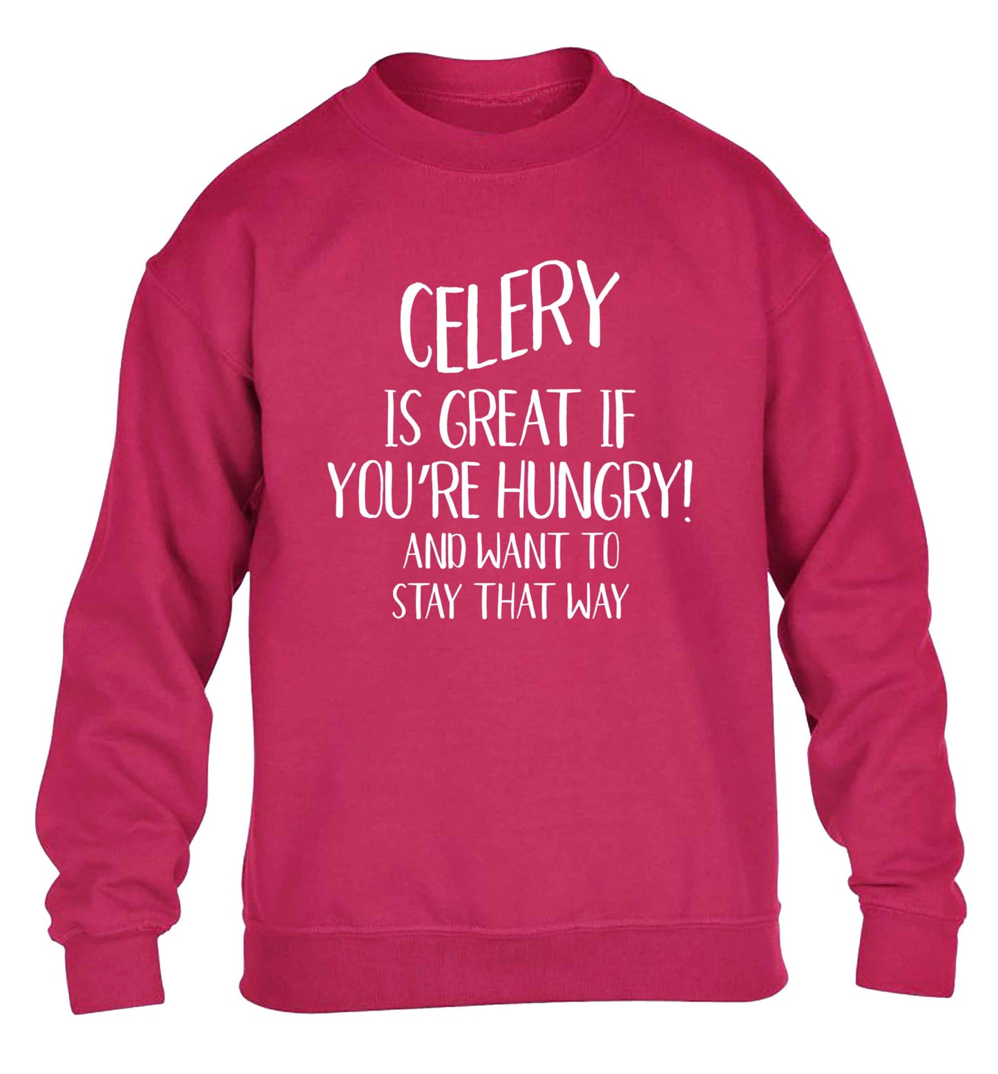 Cellery is great when you're hungry and want to stay that way children's pink sweater 12-13 Years