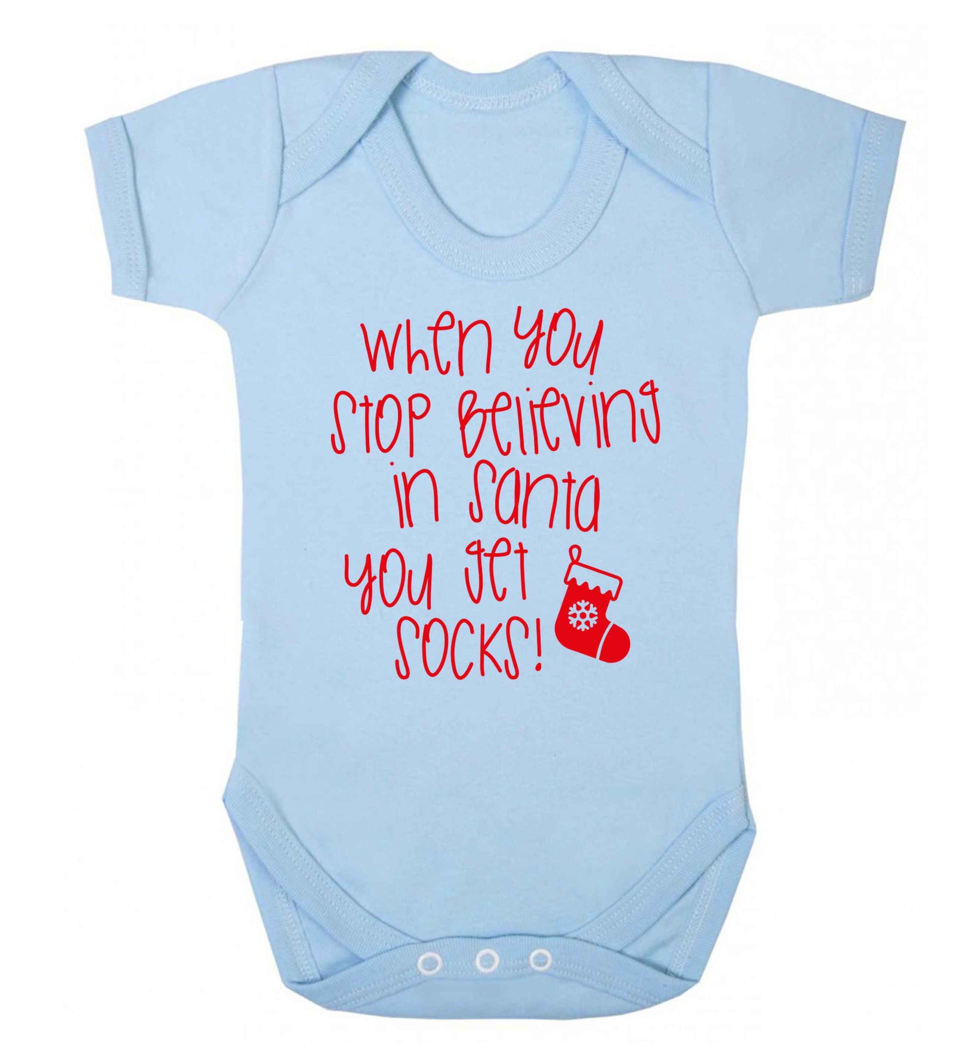 When you stop believing in santa you get socks Baby Vest pale blue 18-24 months