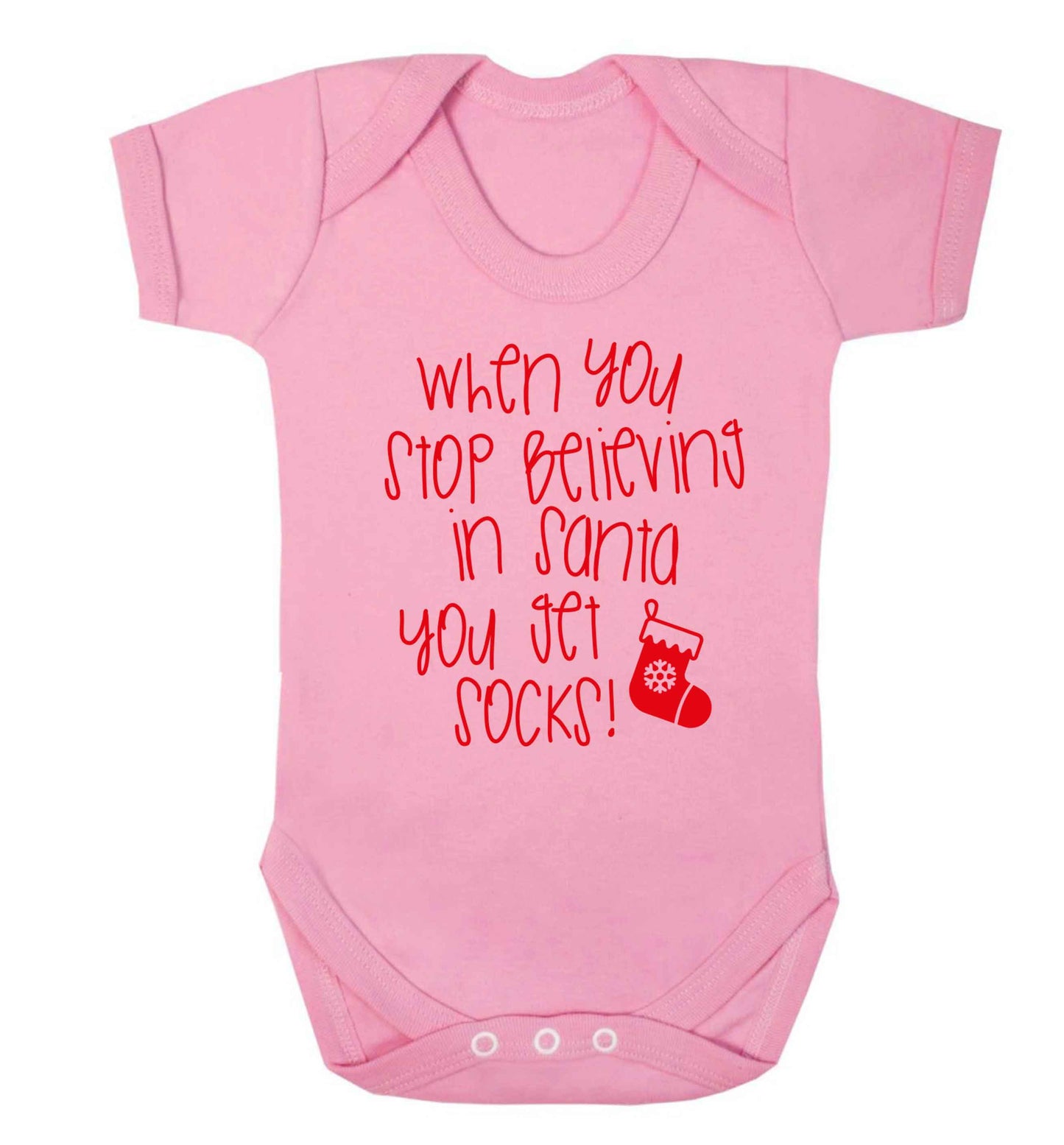 When you stop believing in santa you get socks Baby Vest pale pink 18-24 months
