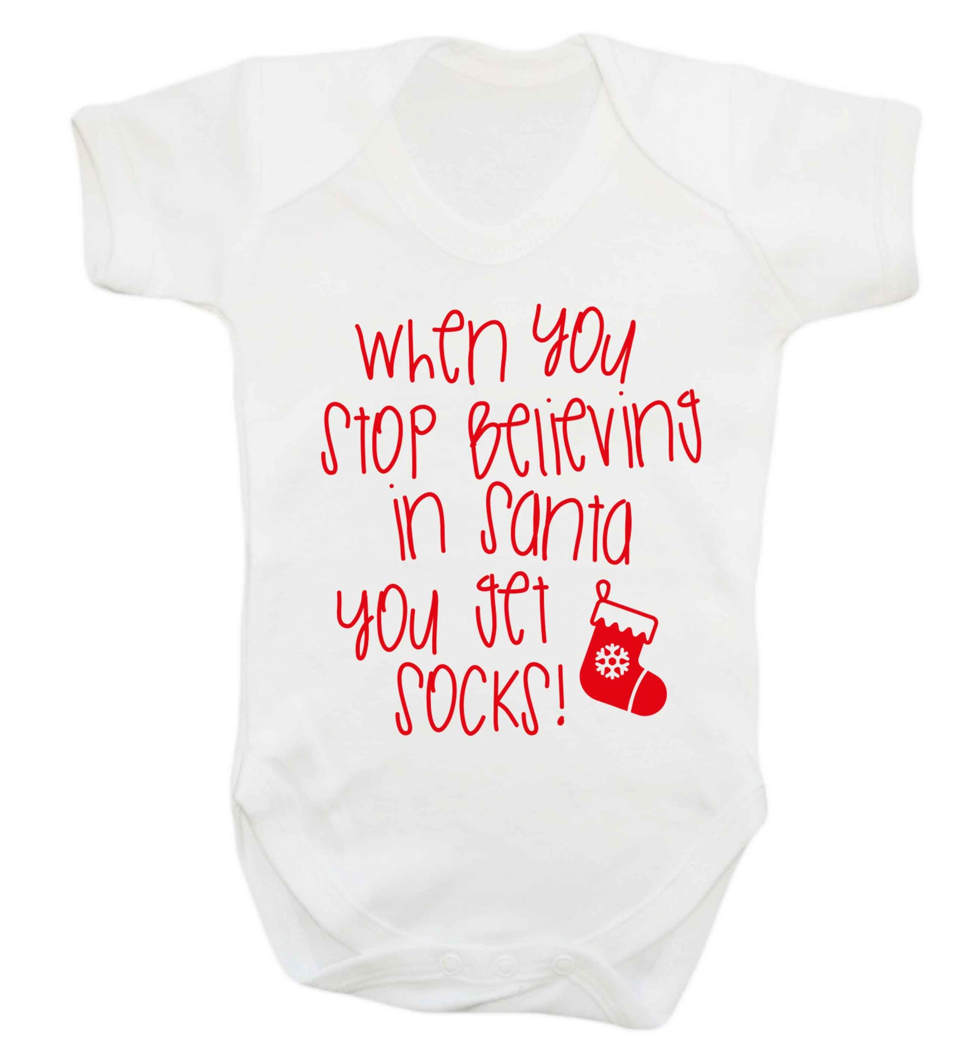 When you stop believing in santa you get socks Baby Vest white 18-24 months