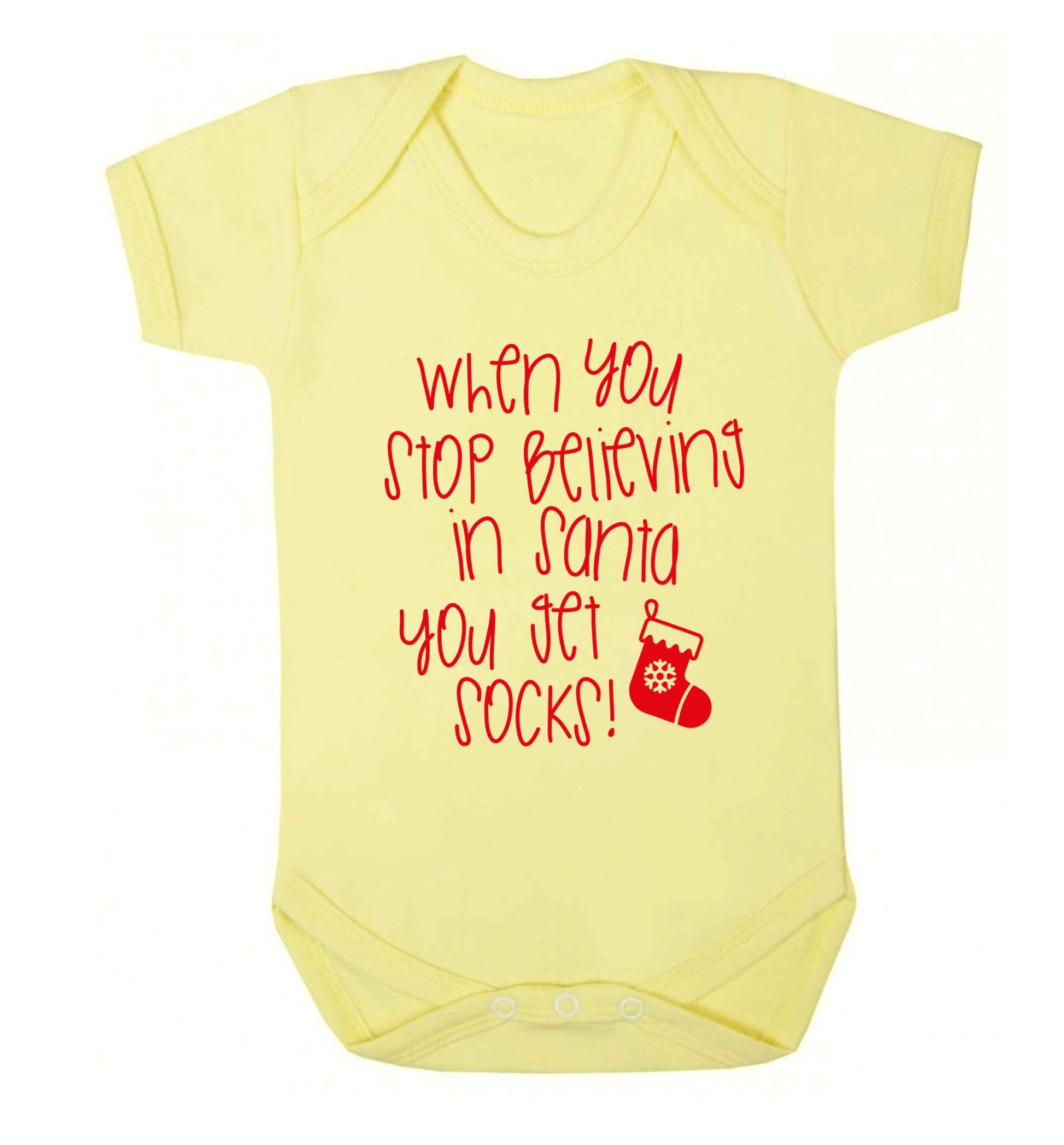 When you stop believing in santa you get socks Baby Vest pale yellow 18-24 months