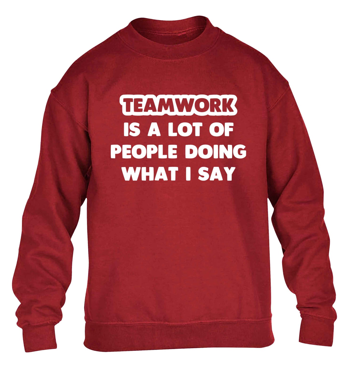 Teamwork is a lot of people doing what I say children's grey sweater 12-13 Years