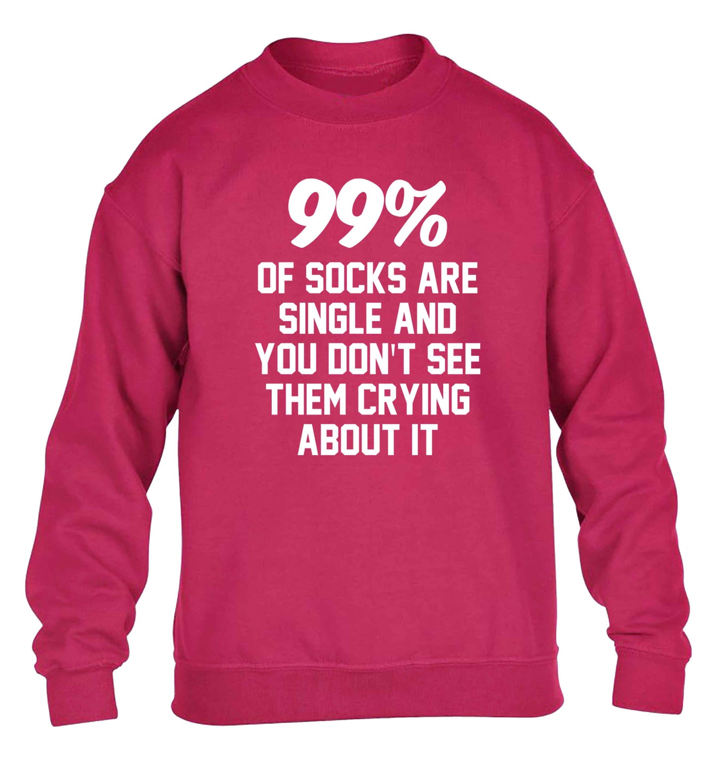 99% of socks are single and you don't see them crying about it children's pink sweater 12-13 Years