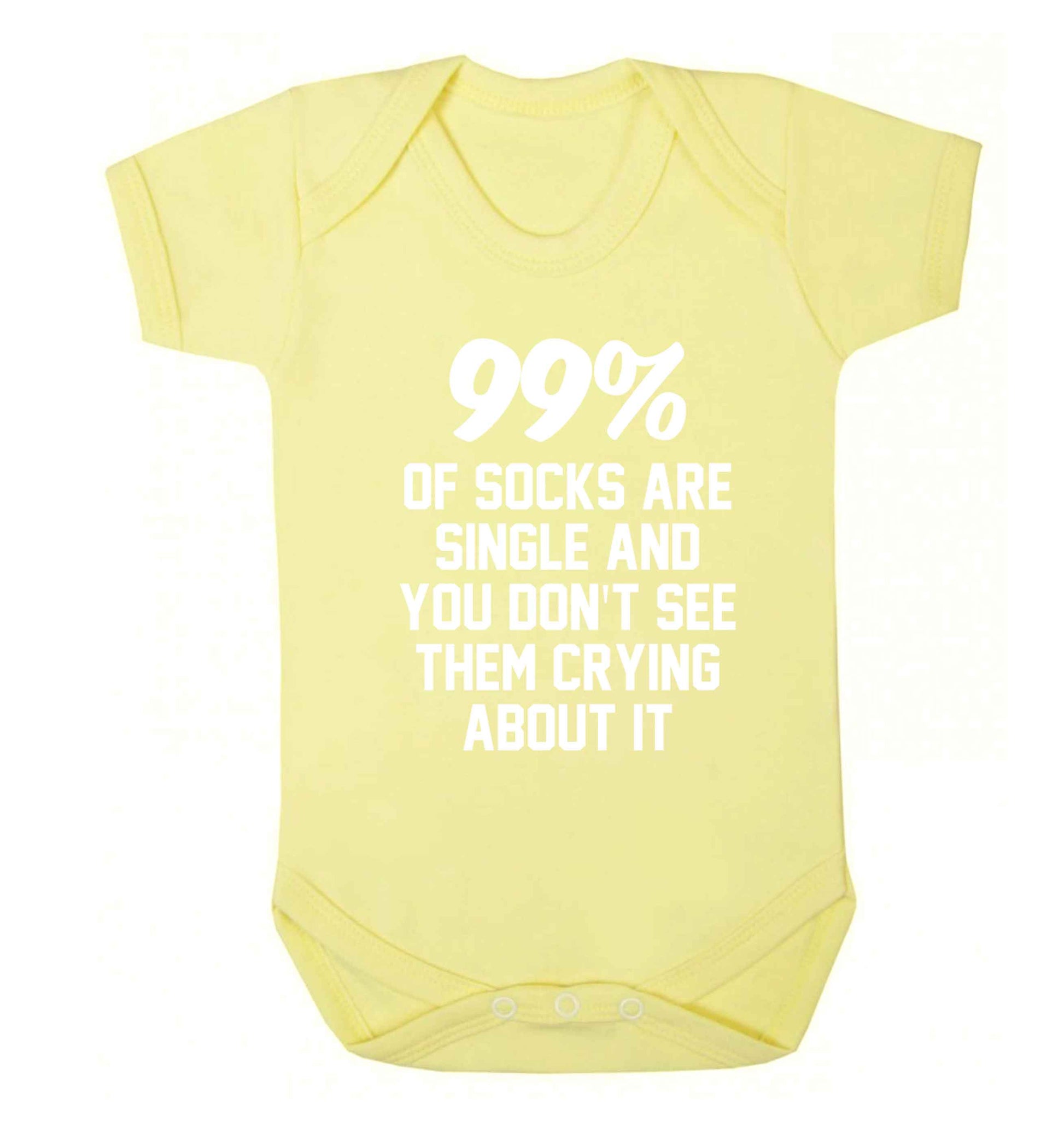 99% of socks are single and you don't see them crying about it Baby Vest pale yellow 18-24 months