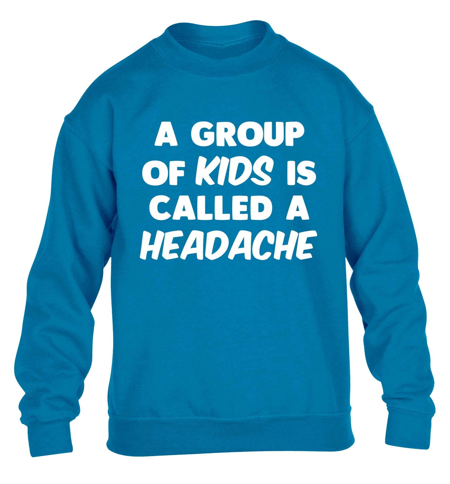 A group of kids is called a headache children's blue sweater 12-13 Years