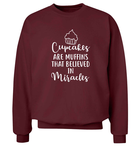 Cupcakes muffins that believed in miracles Adult's unisex maroon Sweater 2XL