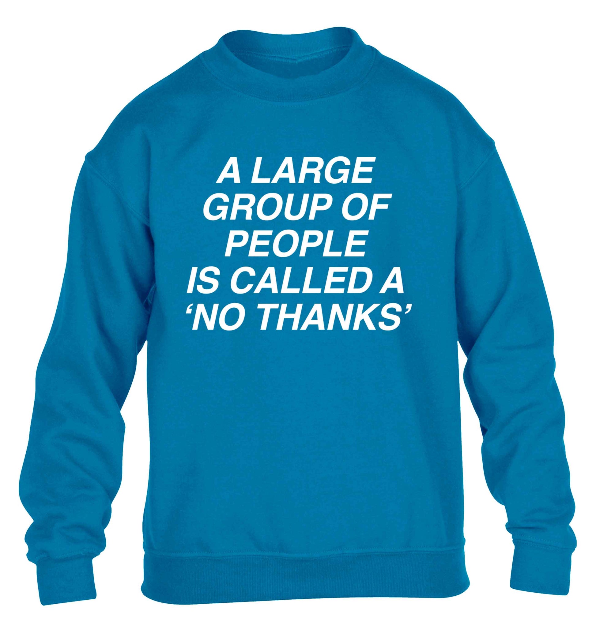 A group of people is called a 'no thanks' children's blue sweater 12-13 Years