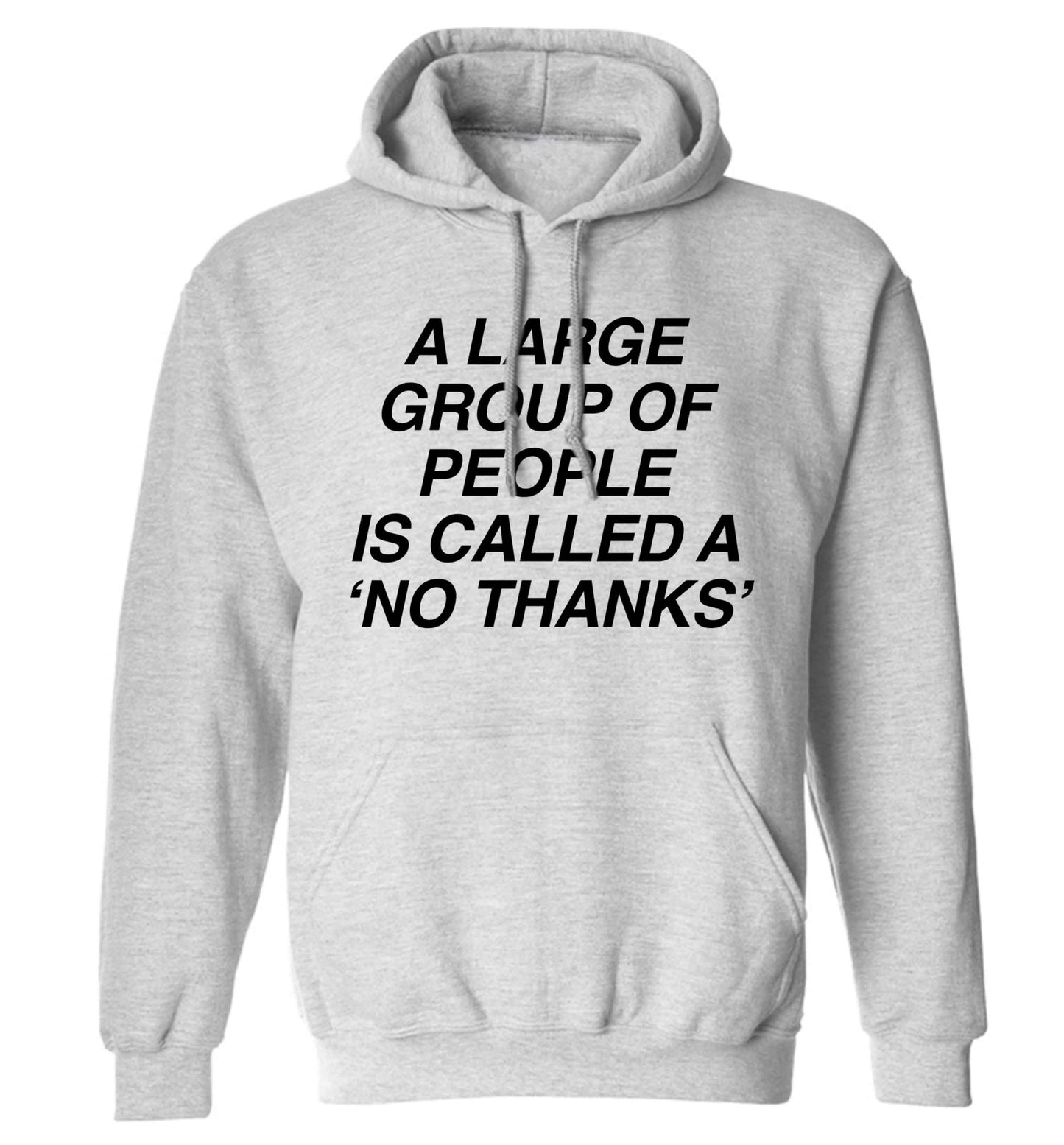 A group of people is called a 'no thanks' adults unisex grey hoodie 2XL