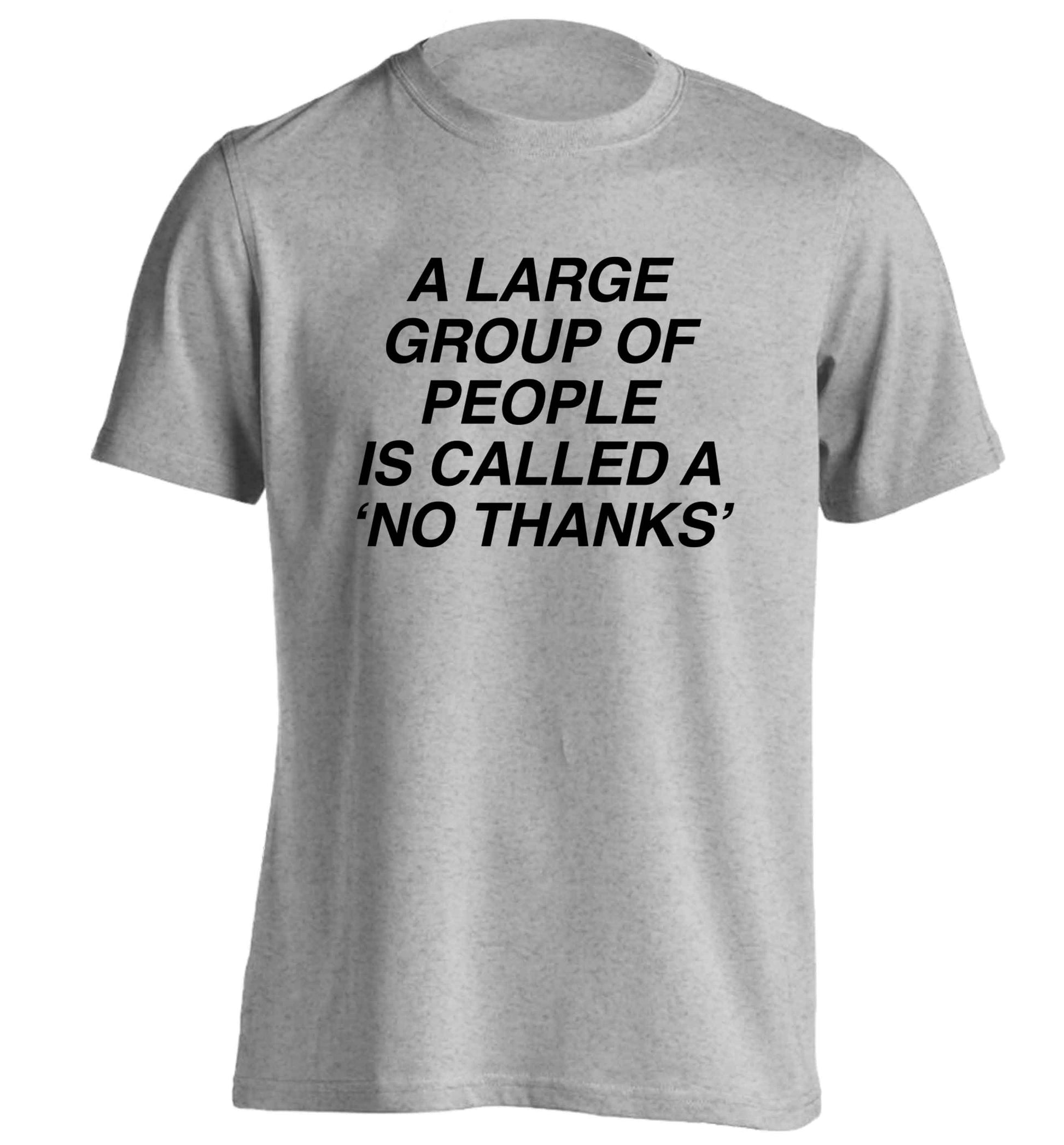 A group of people is called a 'no thanks' adults unisex grey Tshirt 2XL