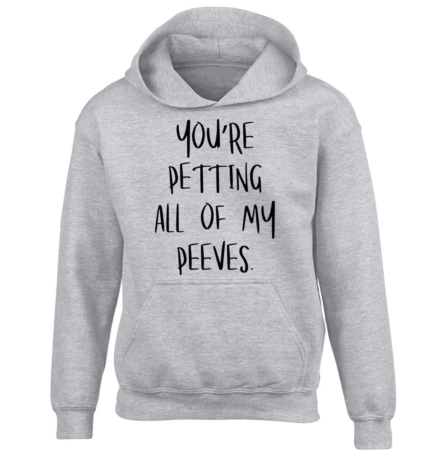 You're petting all of my peeves children's grey hoodie 12-13 Years