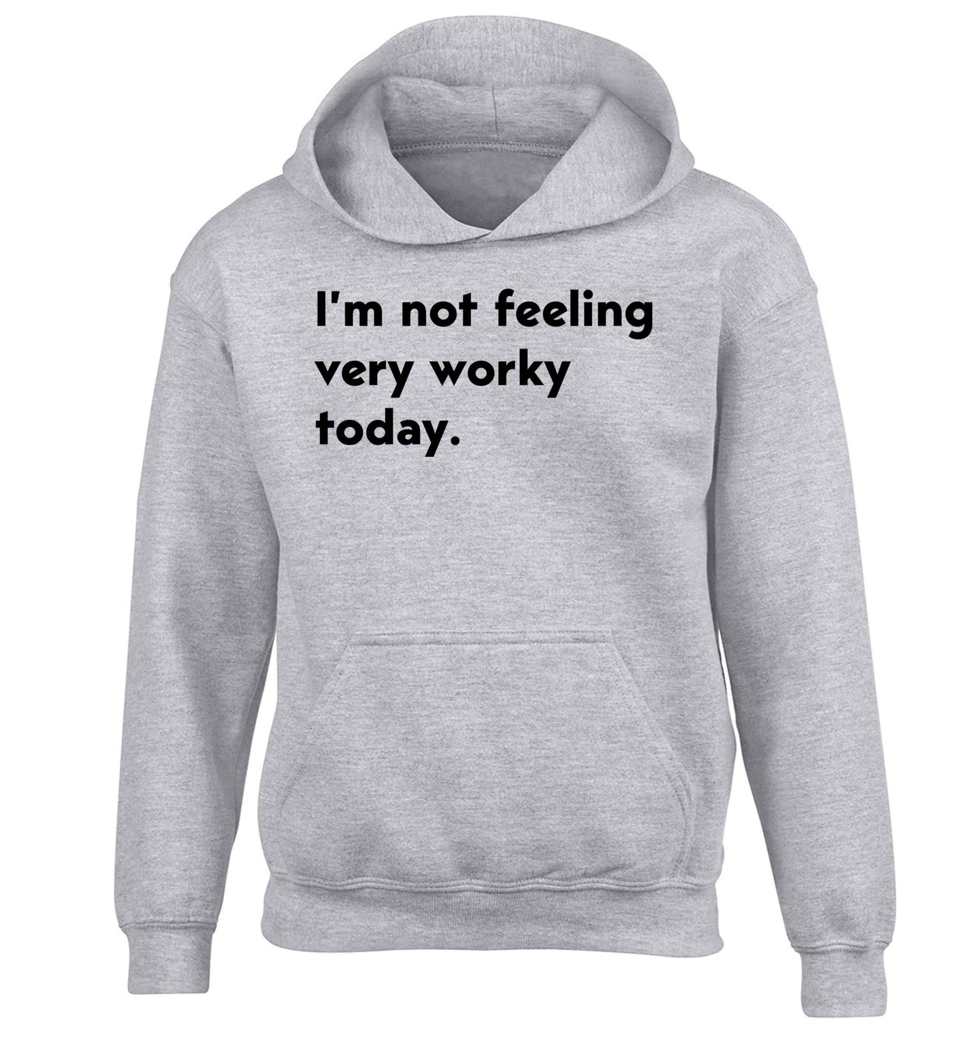 I'm not feeling very worky today children's grey hoodie 12-13 Years